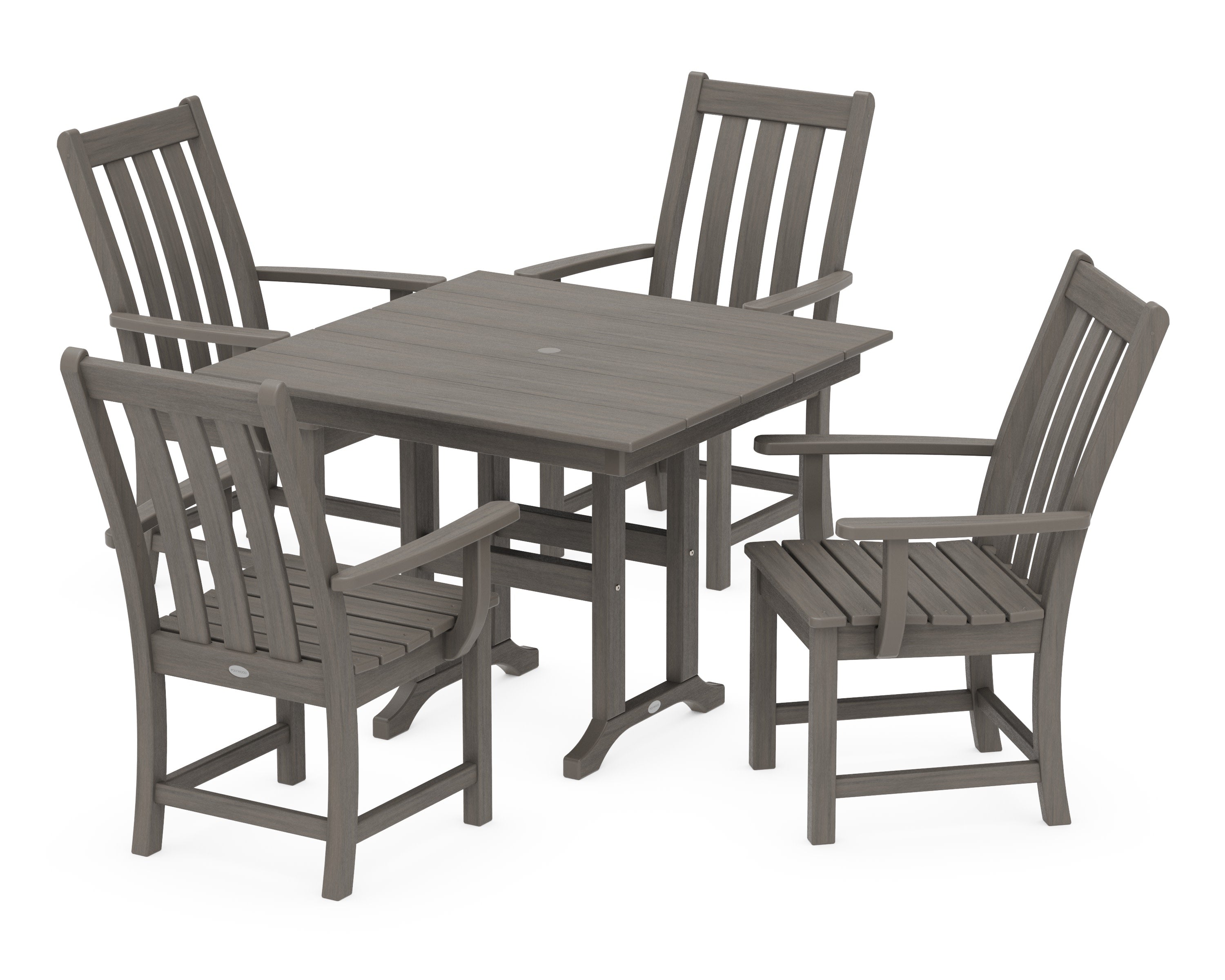 Vineyard 5-Piece Farmhouse Dining Set in Driftwood
