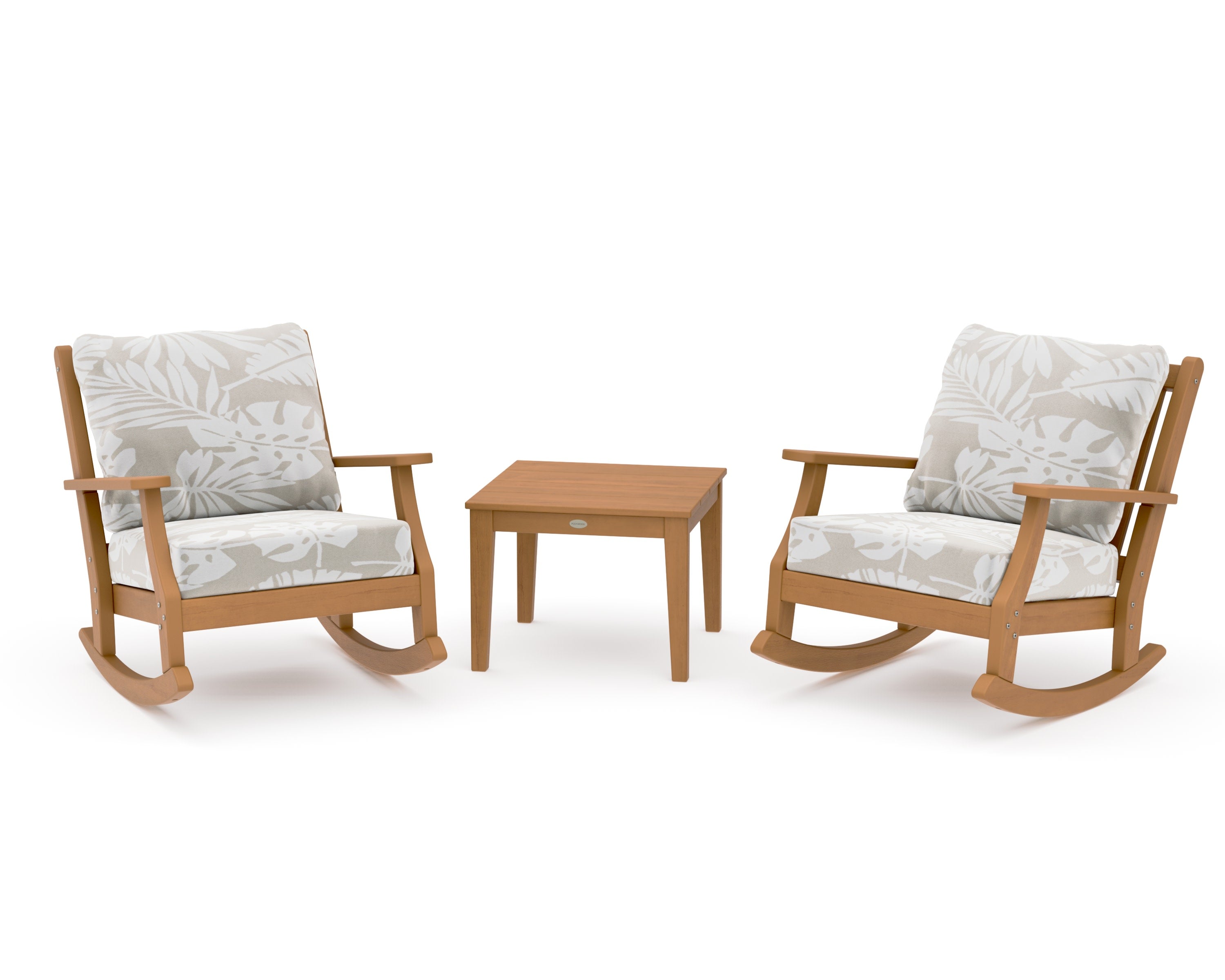 Wovendale 3-Piece Deep Seating Rocker Set in Natural / Leaf Dune Burlap