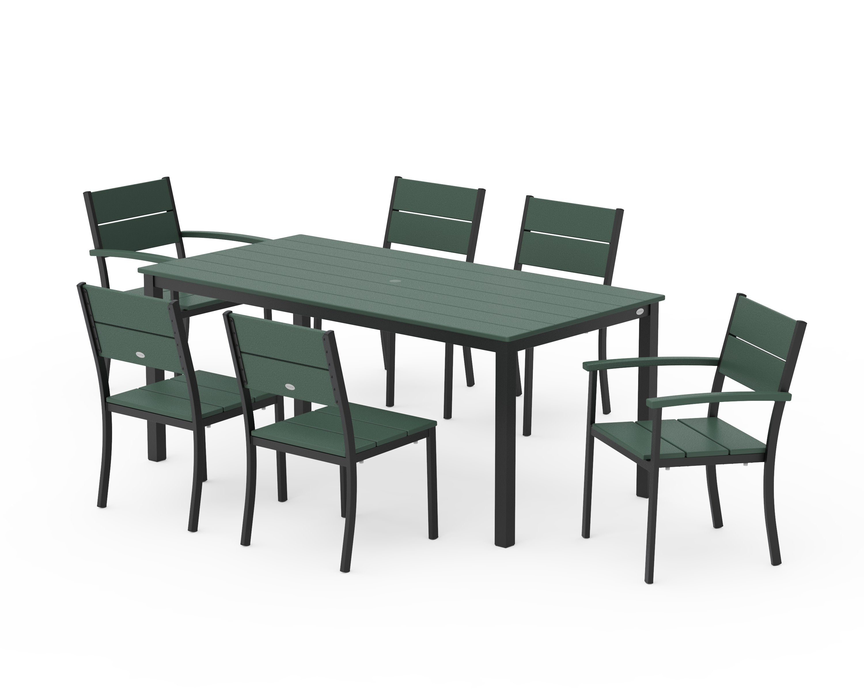 Main Street 7-Piece Dining Set in Black / Green