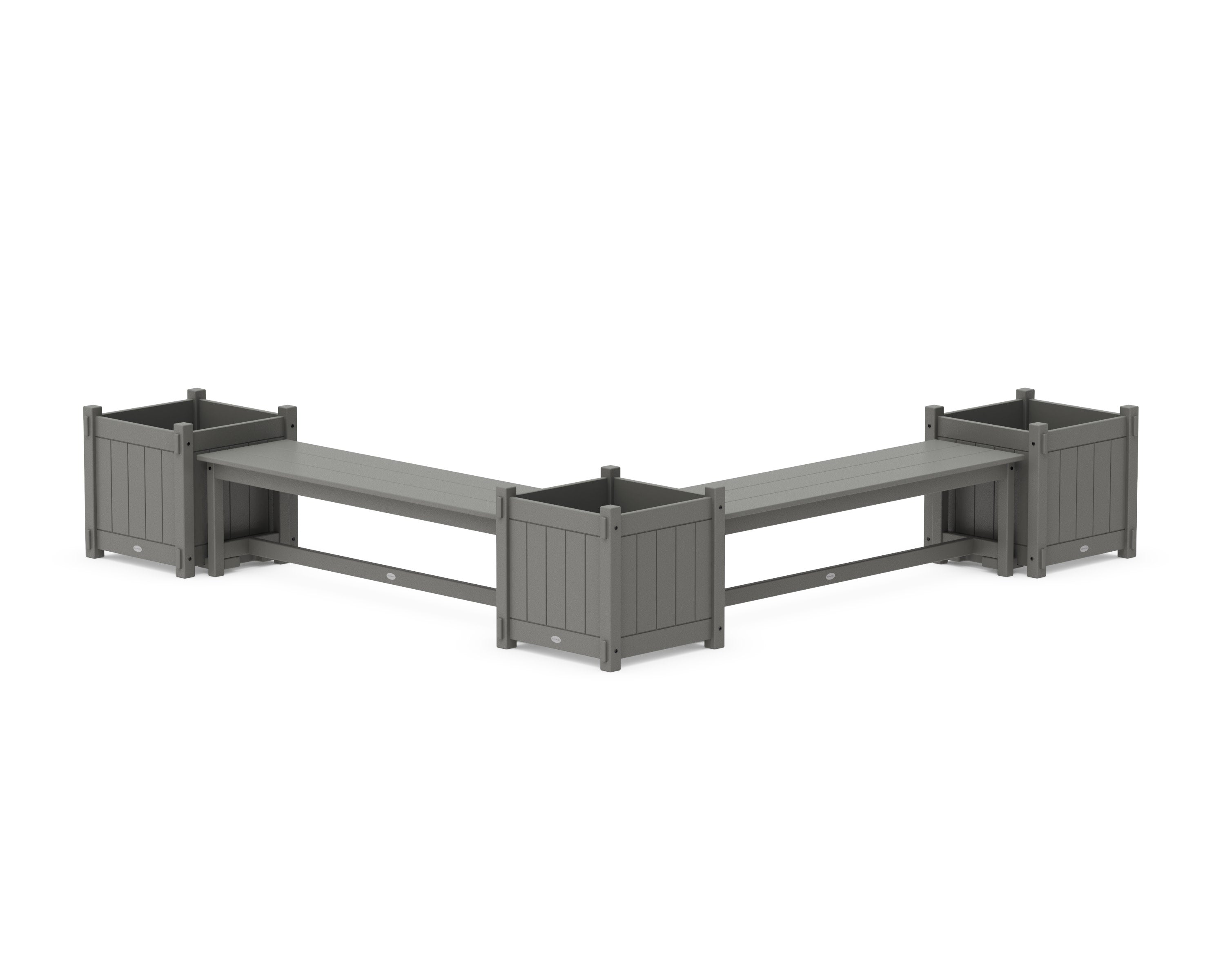 60" Vineyard L- Shaped Planter Bench Corner Set - Large in Slate Grey