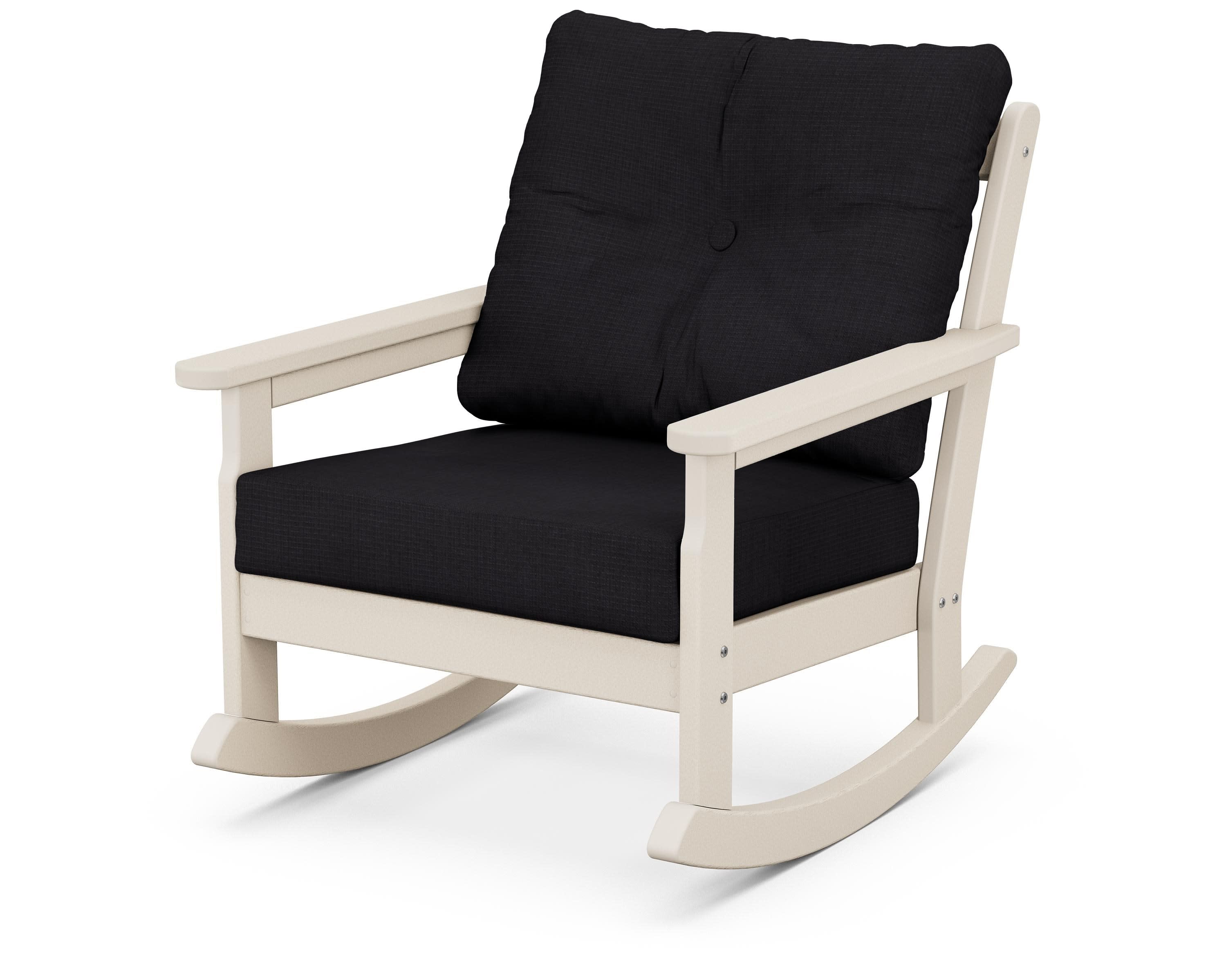 Vineyard Deep Seating Rocking Chair in Sand / Midnight Linen