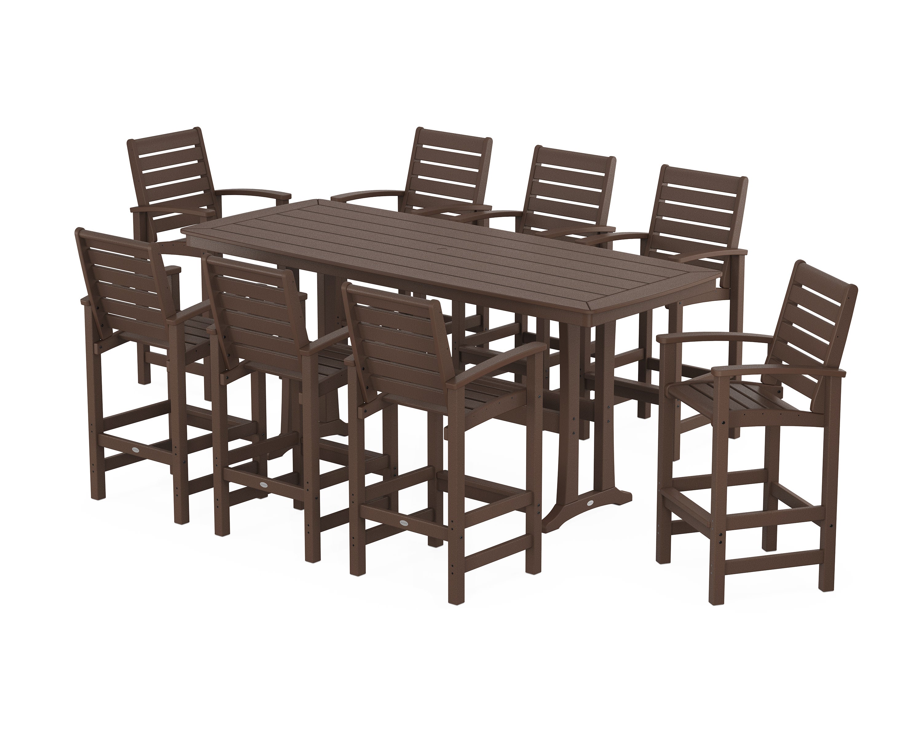 Signature 9-Piece Bar Set with Trestle Legs in Mahogany