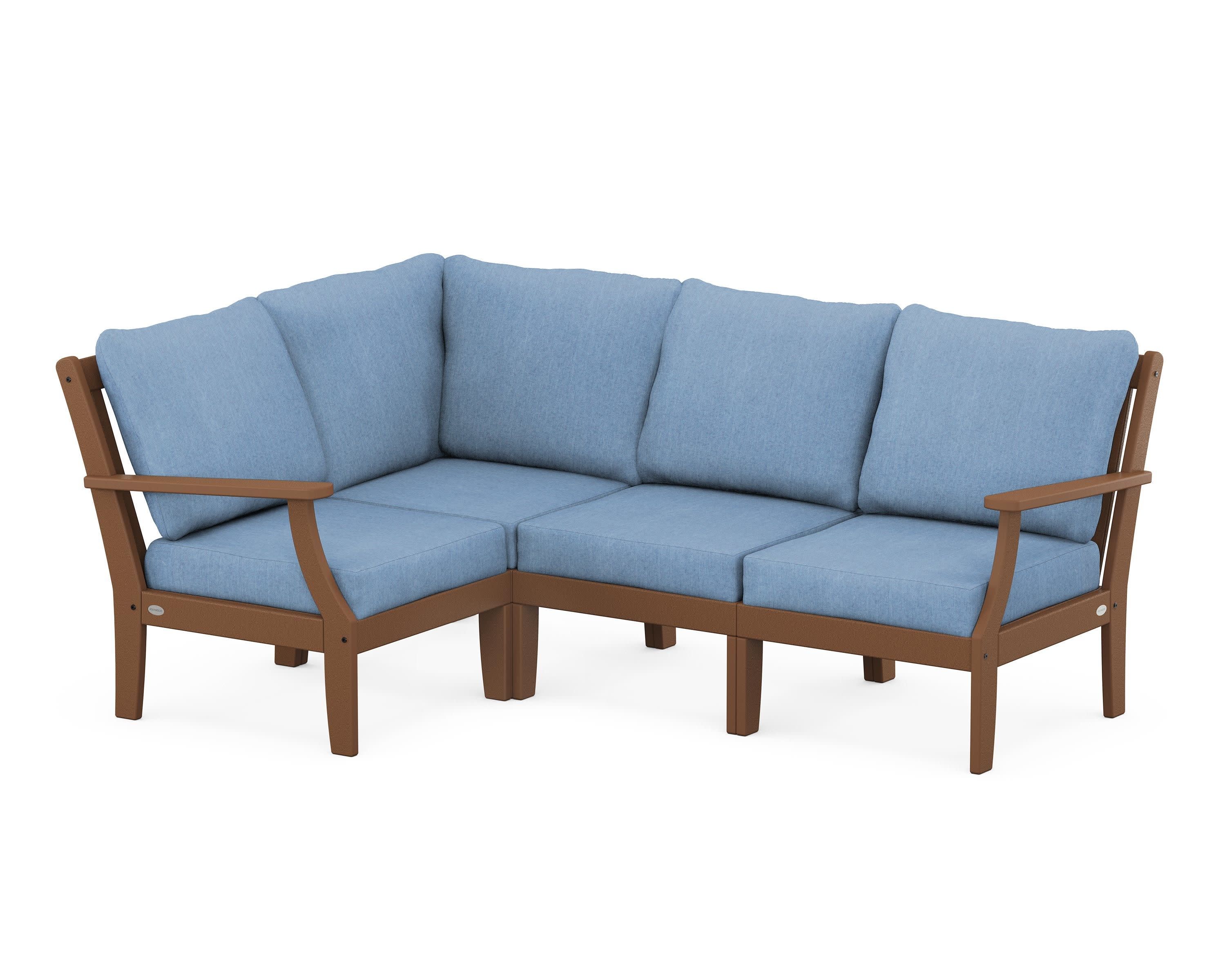 Braxton Modular 4-Piece Deep Seating Set in Teak / Sky Blue
