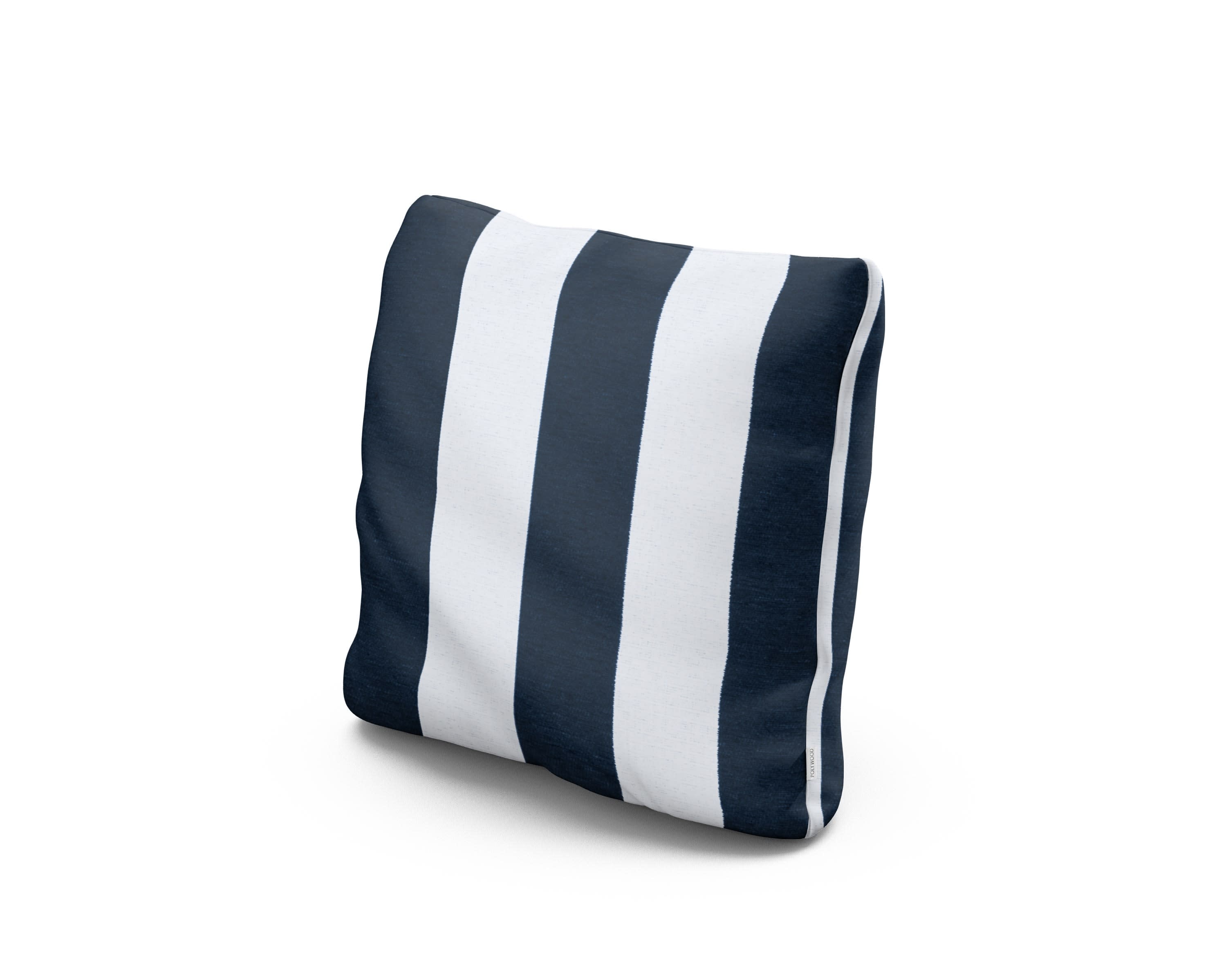 16" Outdoor Throw Pillow in Cabana Stripe Marine Indigo
