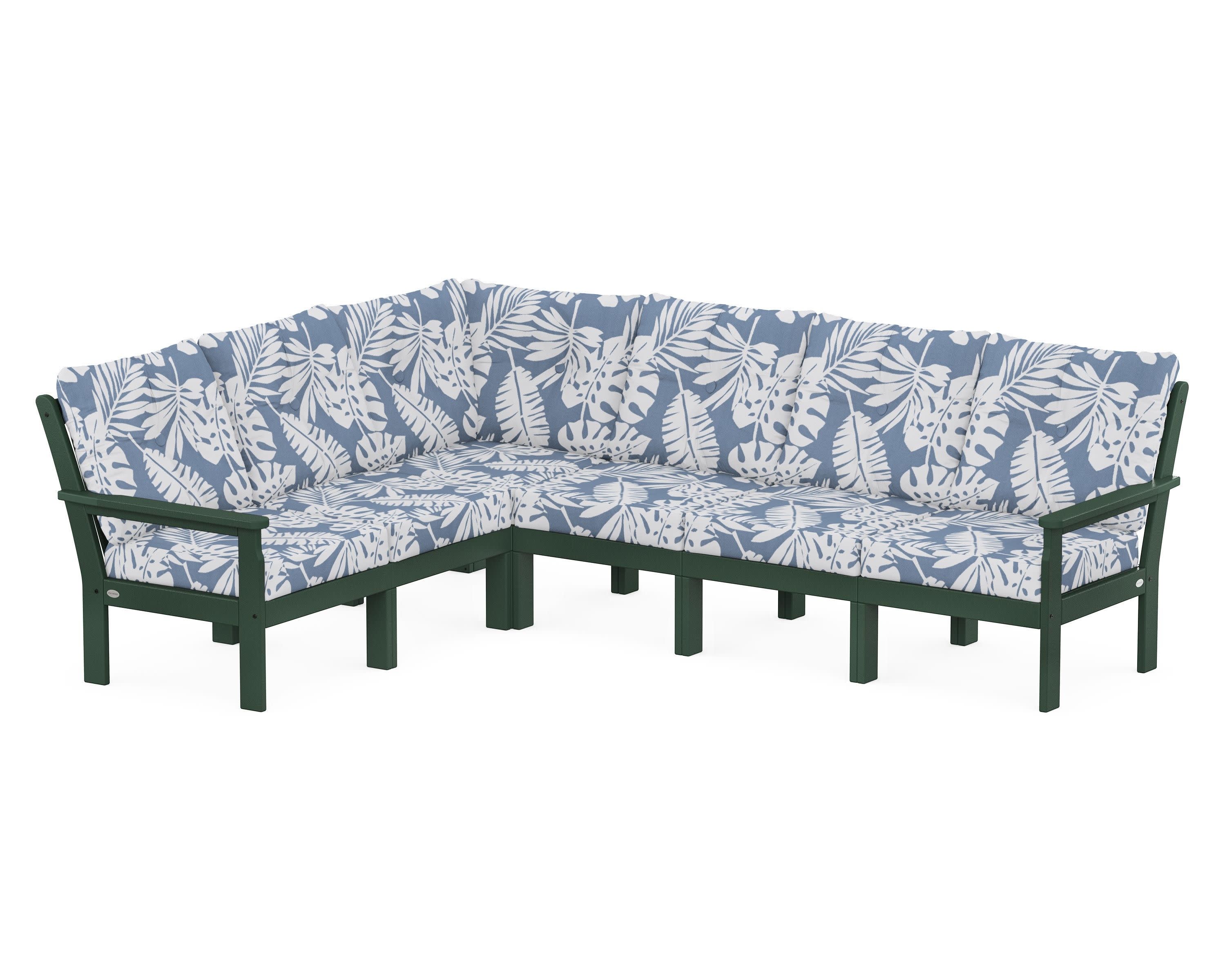 Vineyard 6-Piece Sectional in Green / Leaf Sky Blue