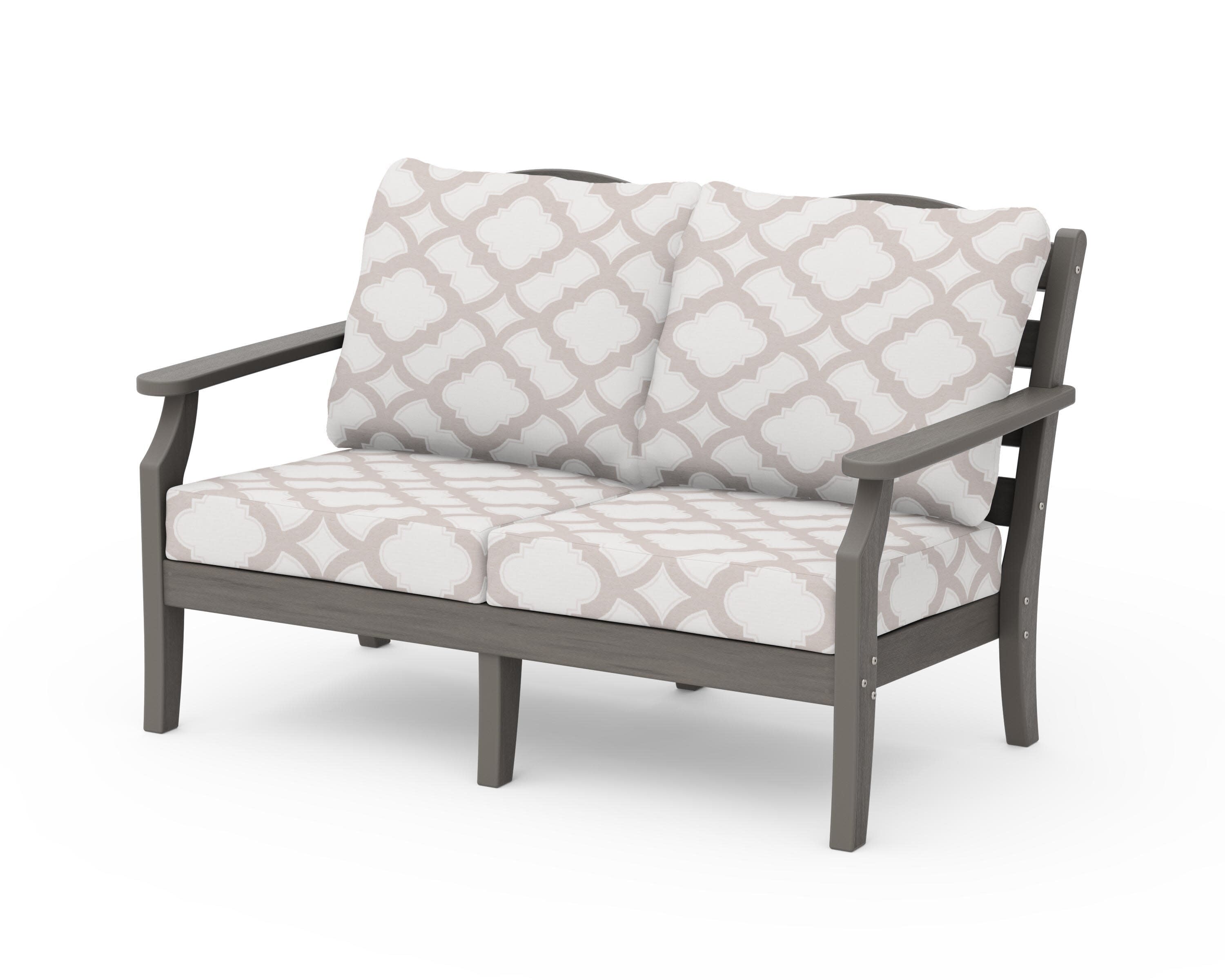 Savannah Deep Seating Loveseat in Driftwood / Trellis Dune Burlap