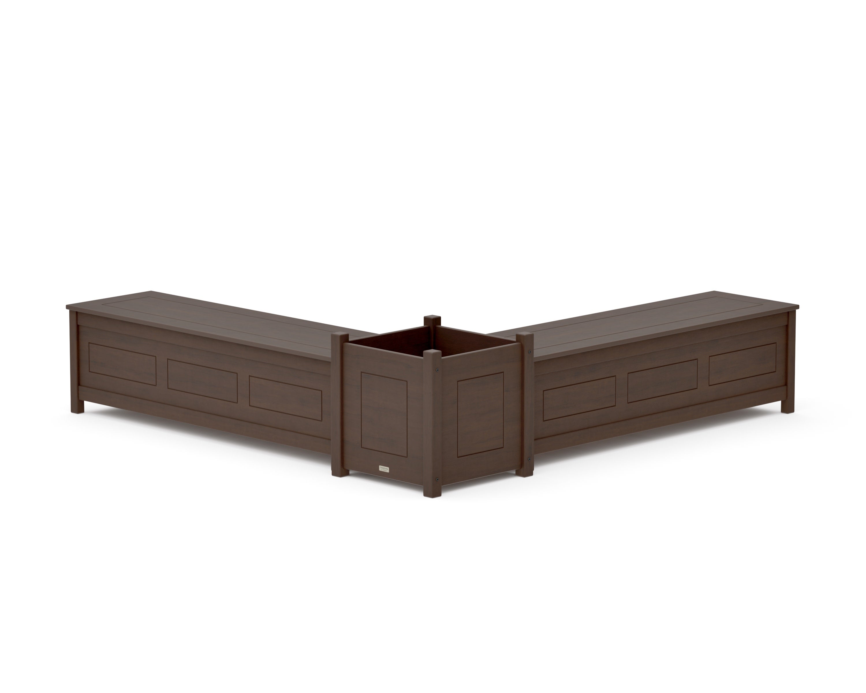 60" Country Living L- Shaped Planter Storage Bench Set- Large in Kona
