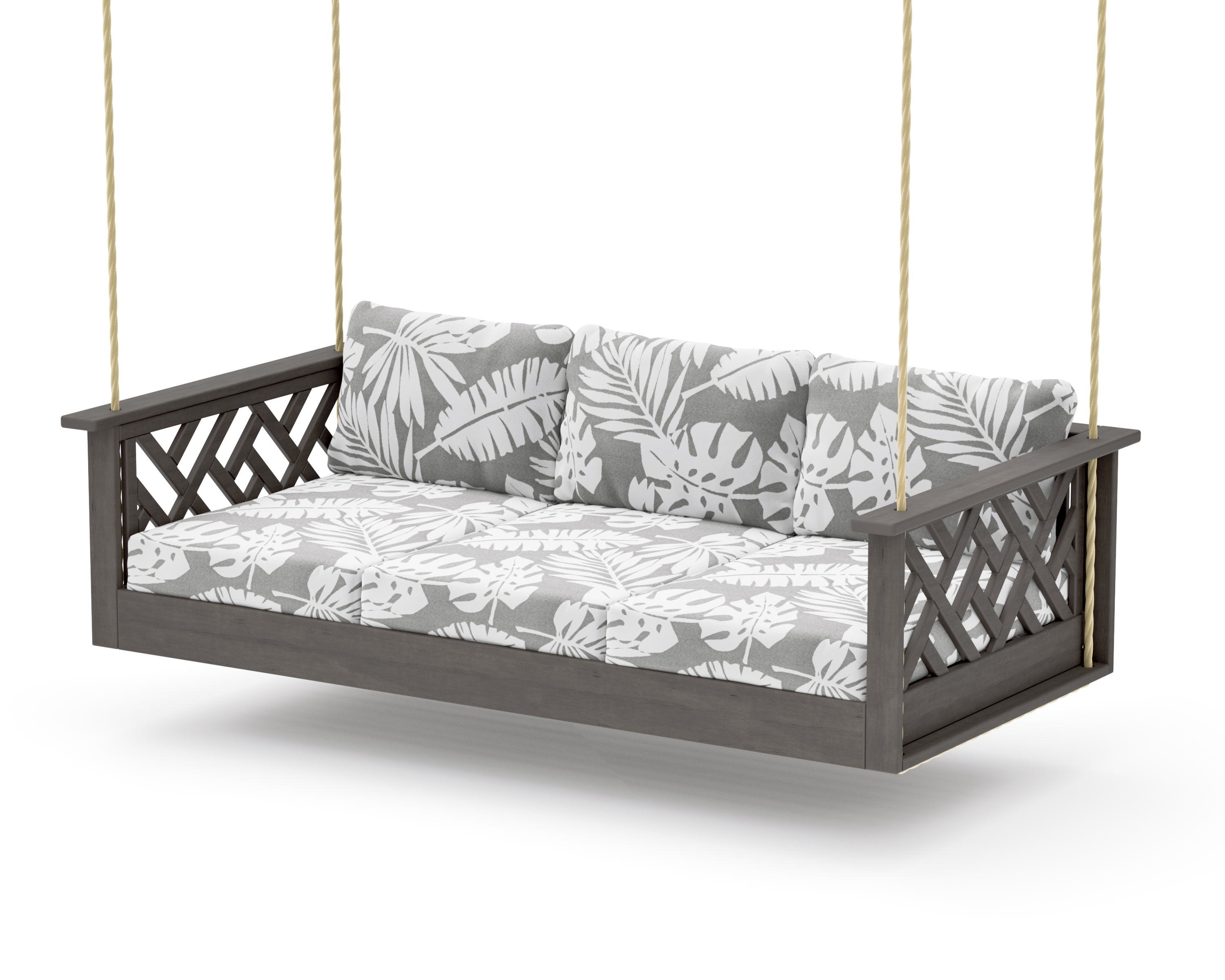 Chippendale Daybed Swing in Driftwood / Leaf Grey Mist
