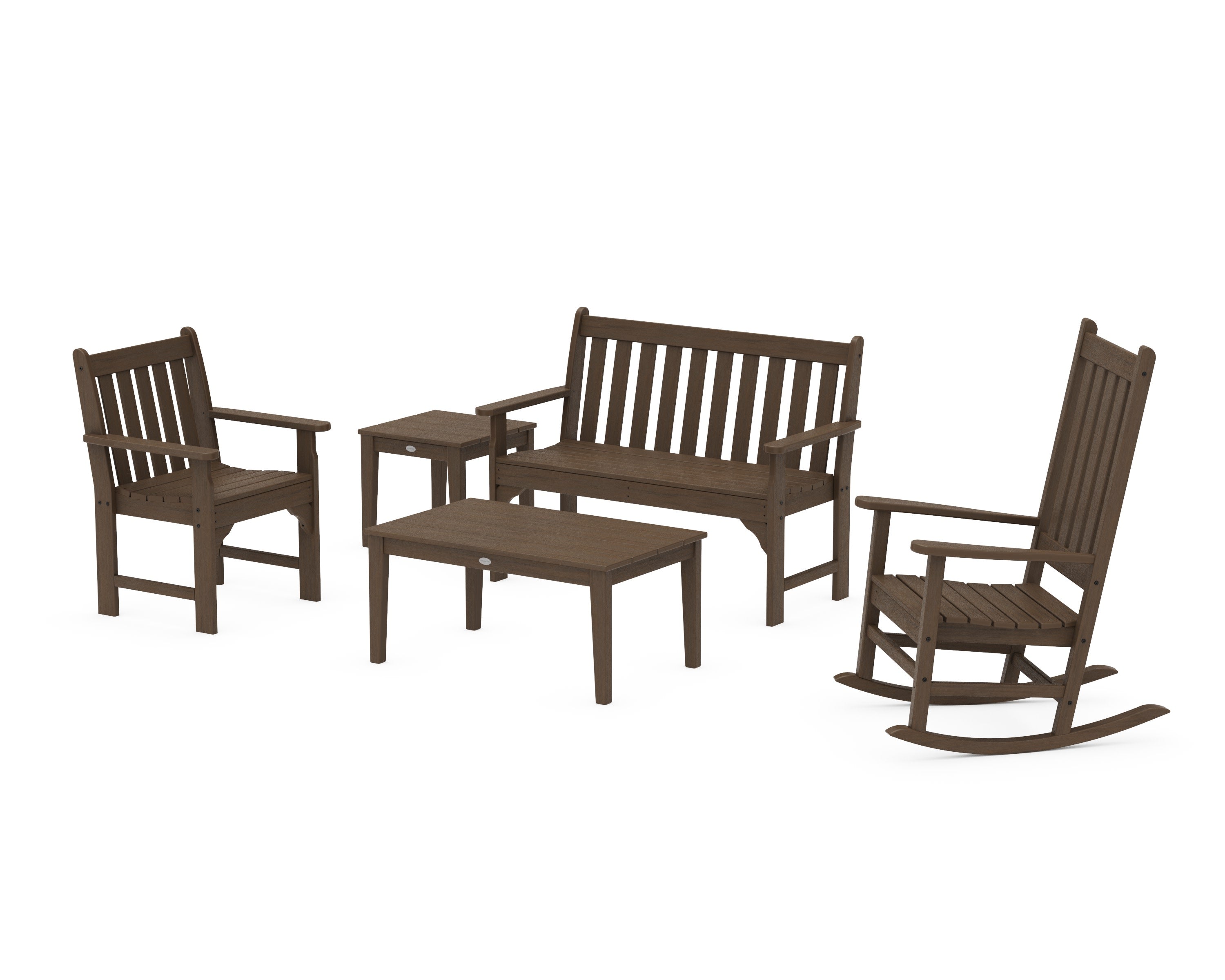 Vineyard 5-Piece Bench & Rocking Chair Set in Kona