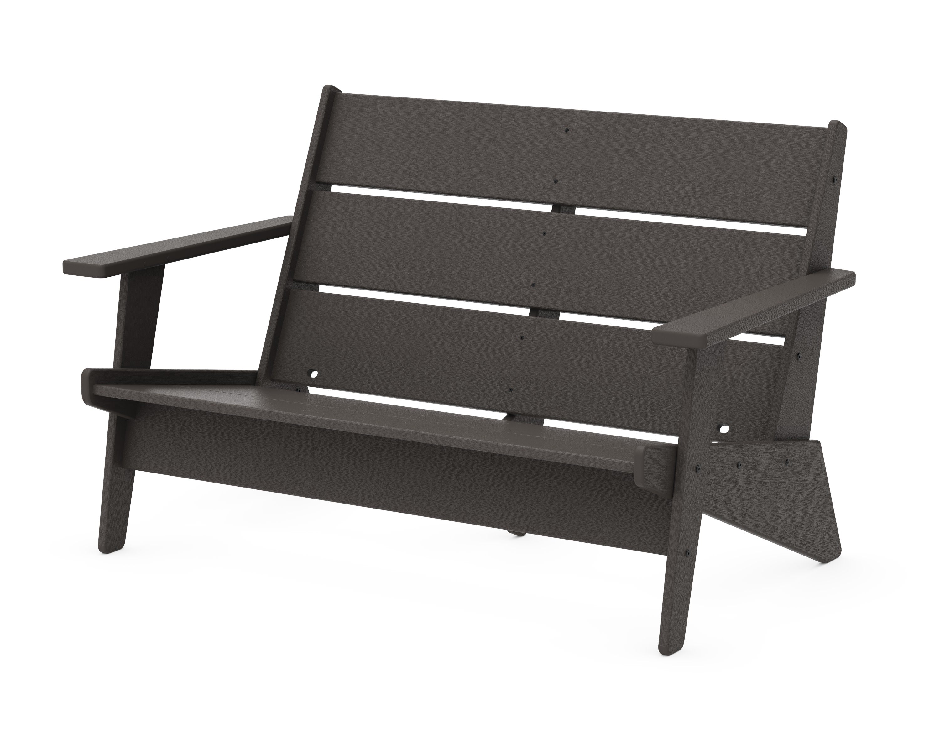 Riviera Modern Lounge Loveseat Frame in Vintage Coffee