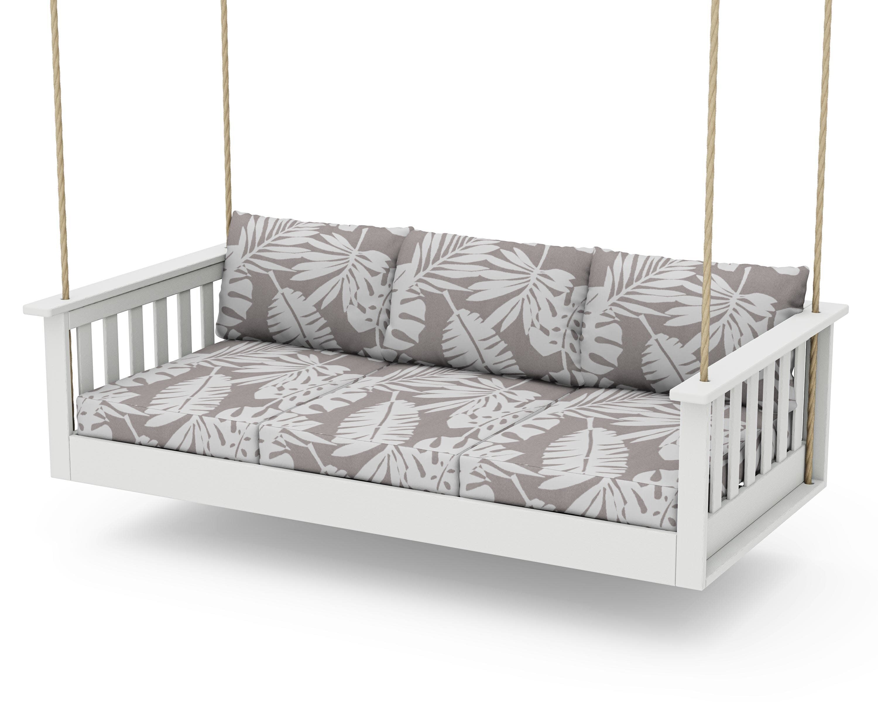 Vineyard Daybed Swing in Vintage White / Leaf Grey Mist