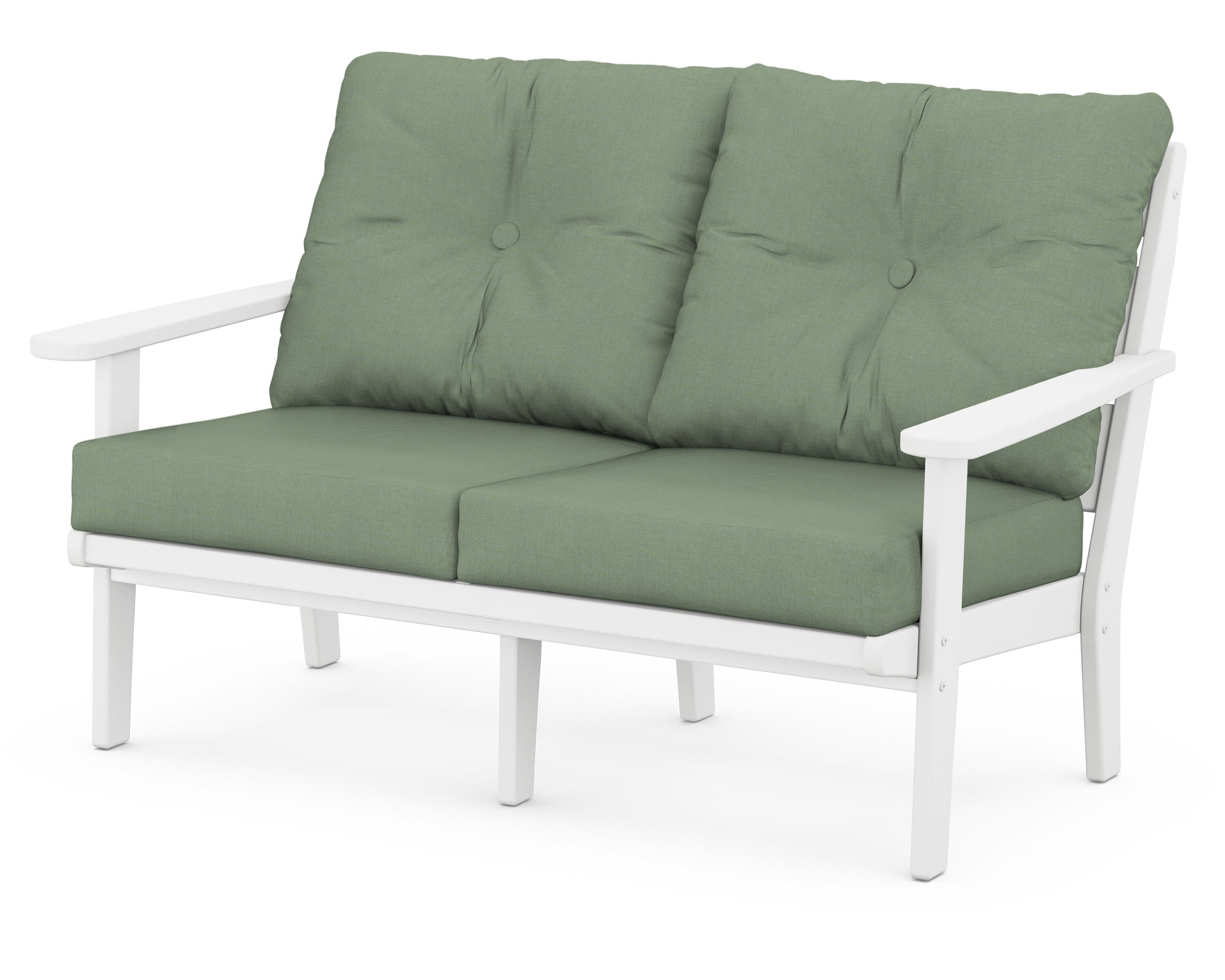 Lakeside Deep Seating Loveseat in White / Exhale Rainwashed