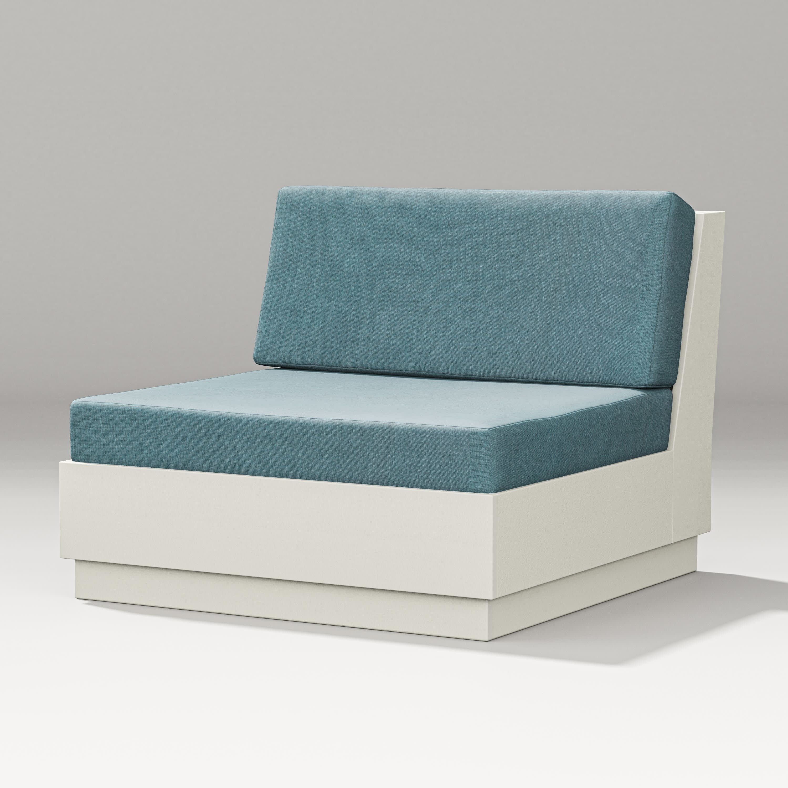 Elevate Modular Armless Chair in Vintage White / Ocean Teal