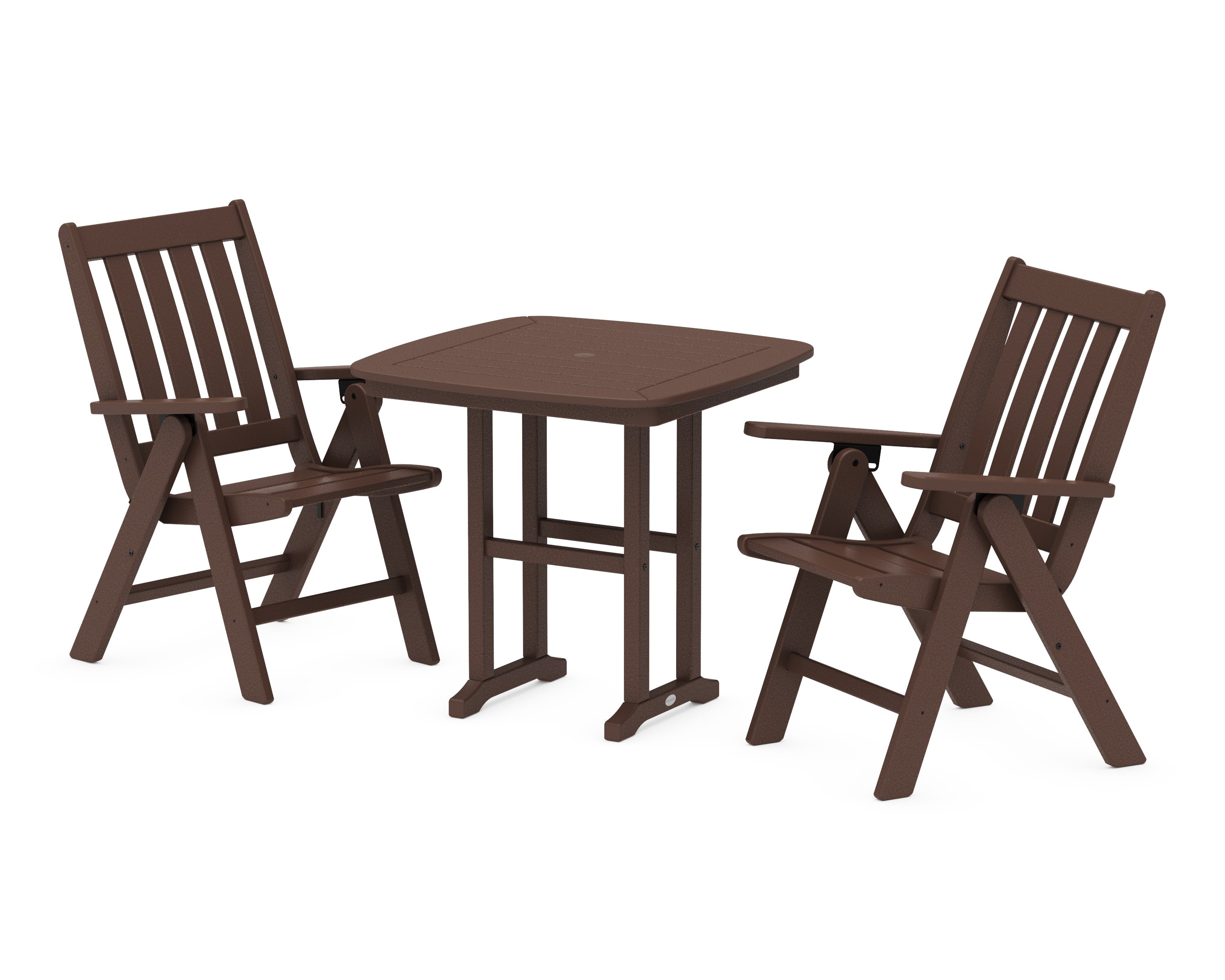 Vineyard Folding Chair 3-Piece Dining Set in Mahogany