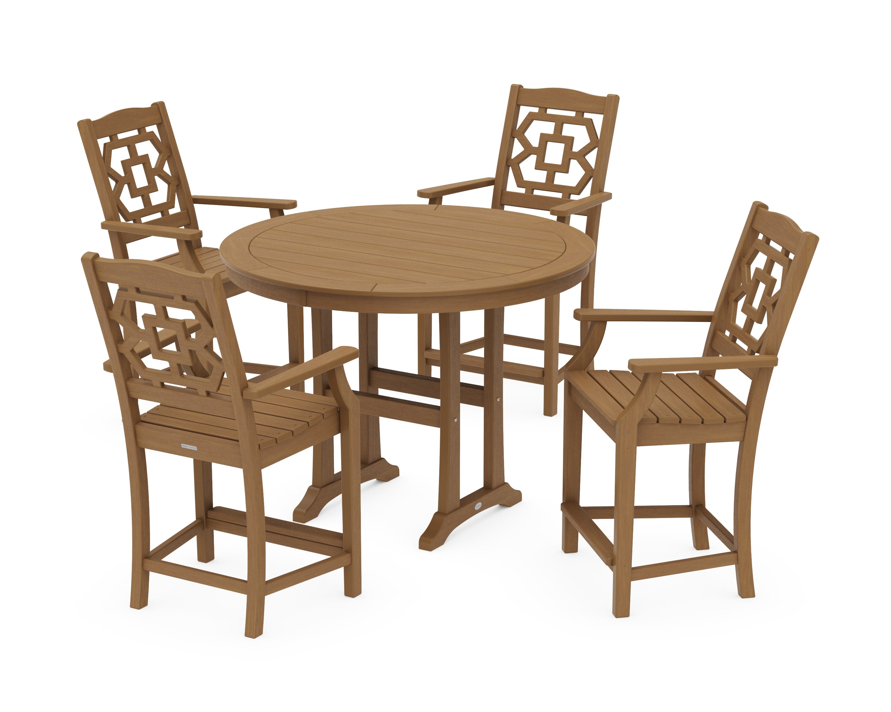 Chinoiserie 5-Piece Round Counter Set in Natural