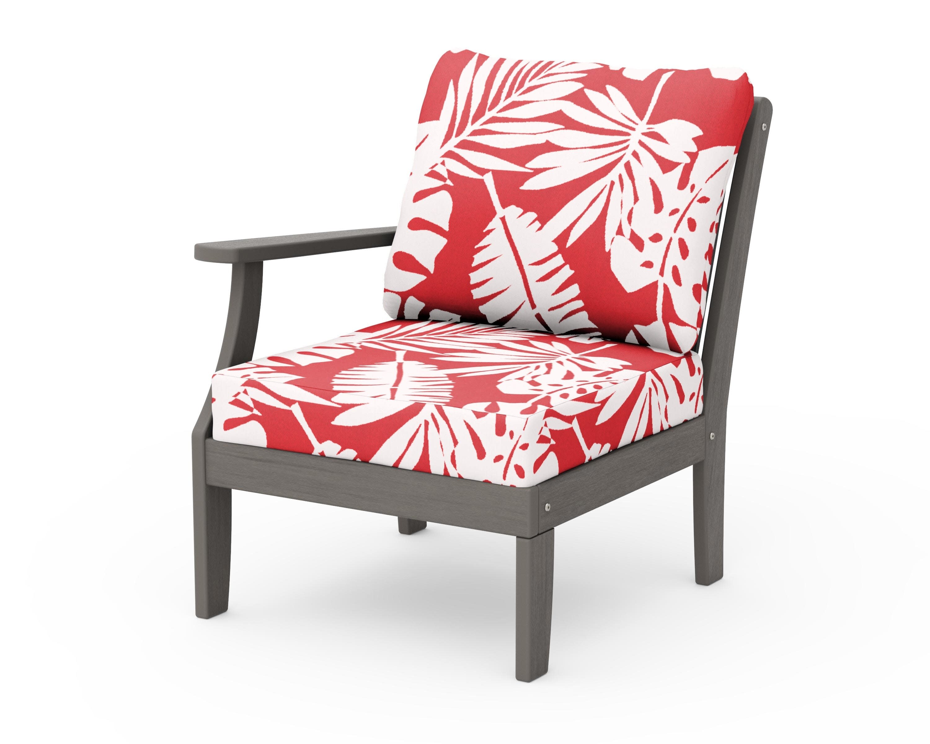 Braxton Modular Left Arm Chair in Driftwood / Leaf Crimson