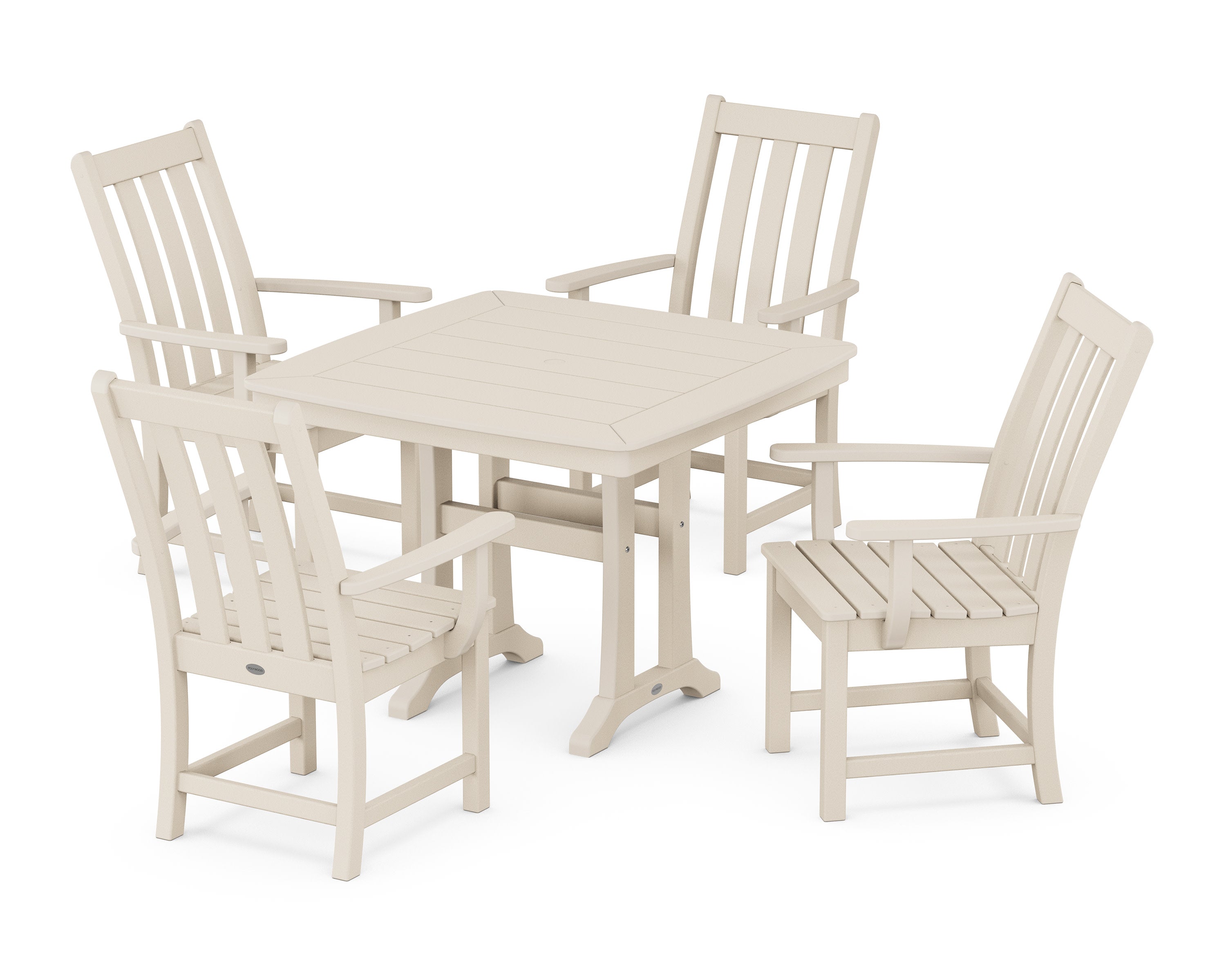 Vineyard 5-Piece Dining Set with Trestle Legs in Sand