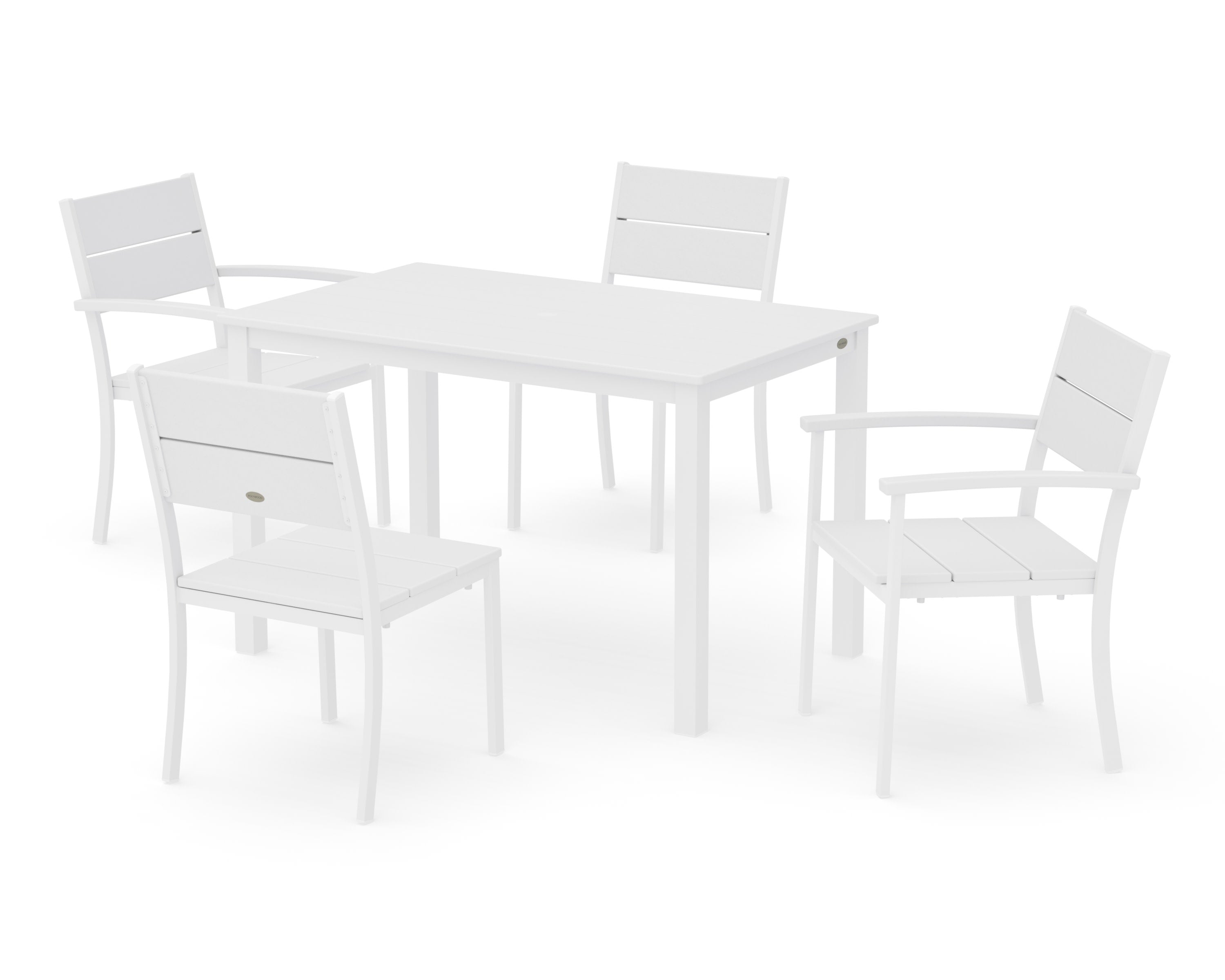 Main Street 5-Piece Dining Set in White / White