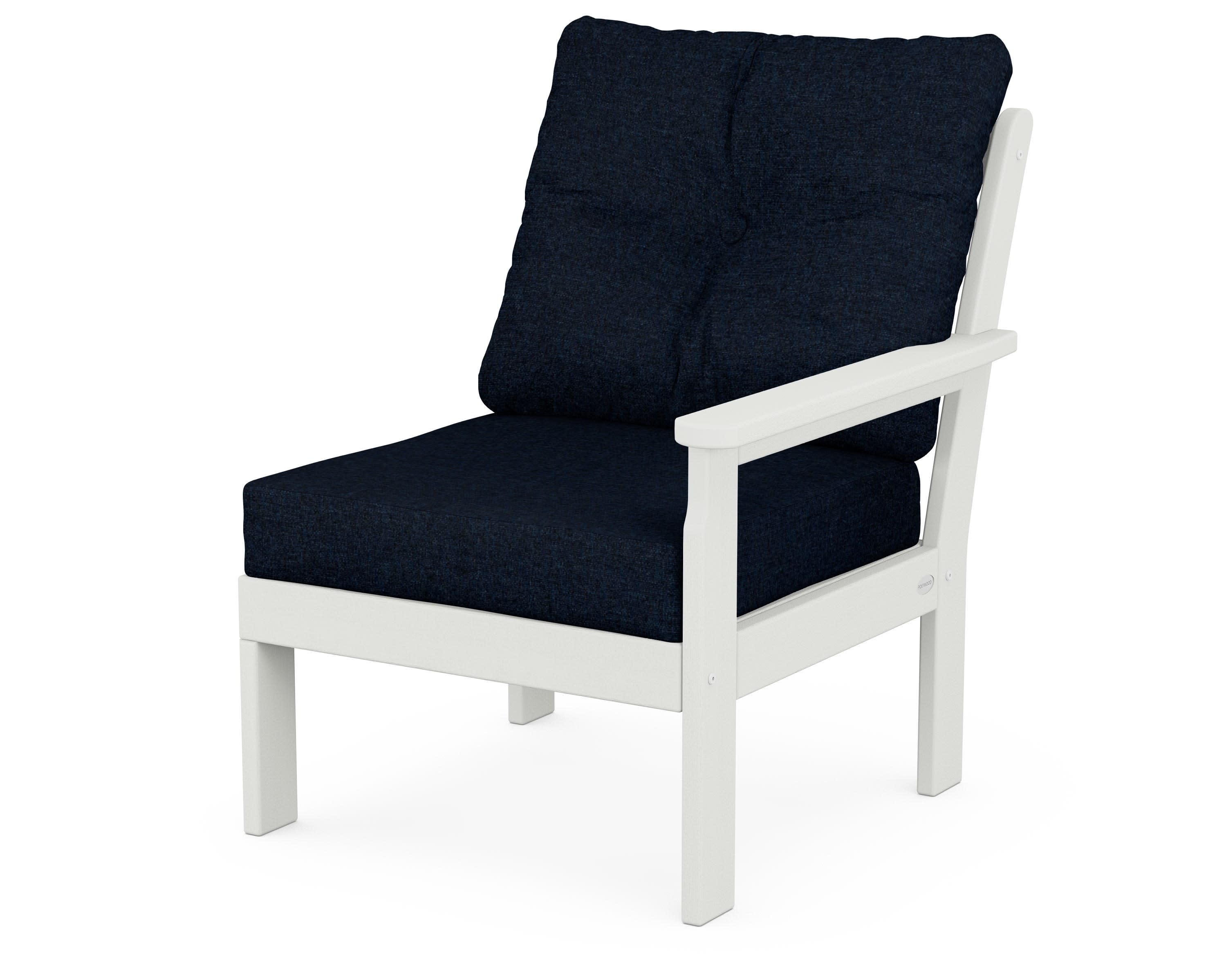 Vineyard Modular Right Arm Chair in Vintage White / Marine Indigo