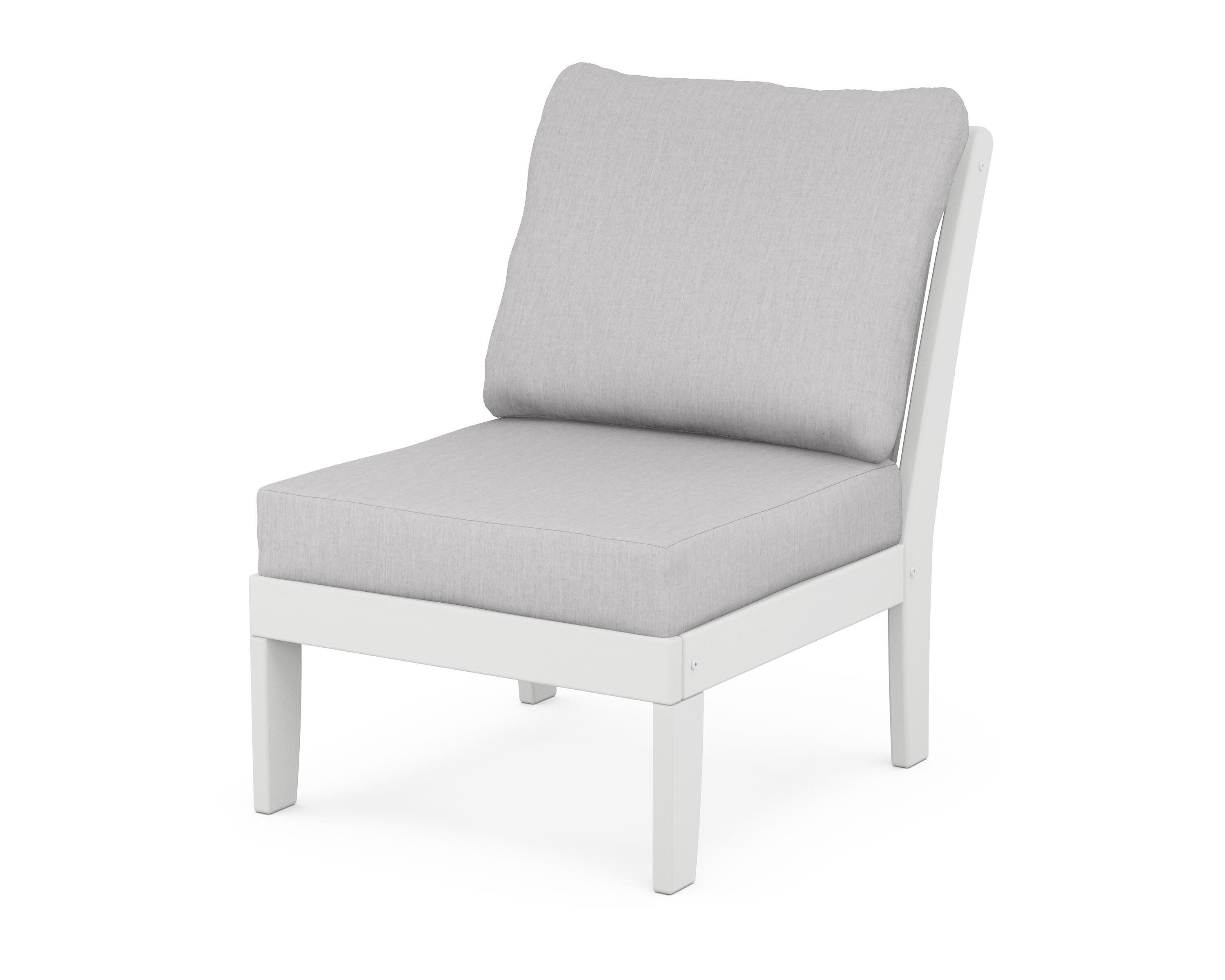 Braxton Modular Armless Chair in White / Granite