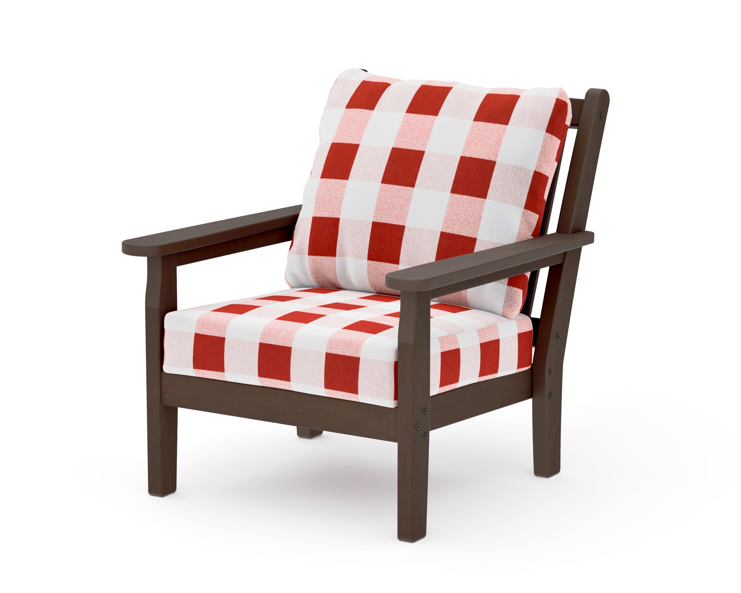 Chippendale Deep Seating Chair in Kona / Buffalo Plaid Crimson