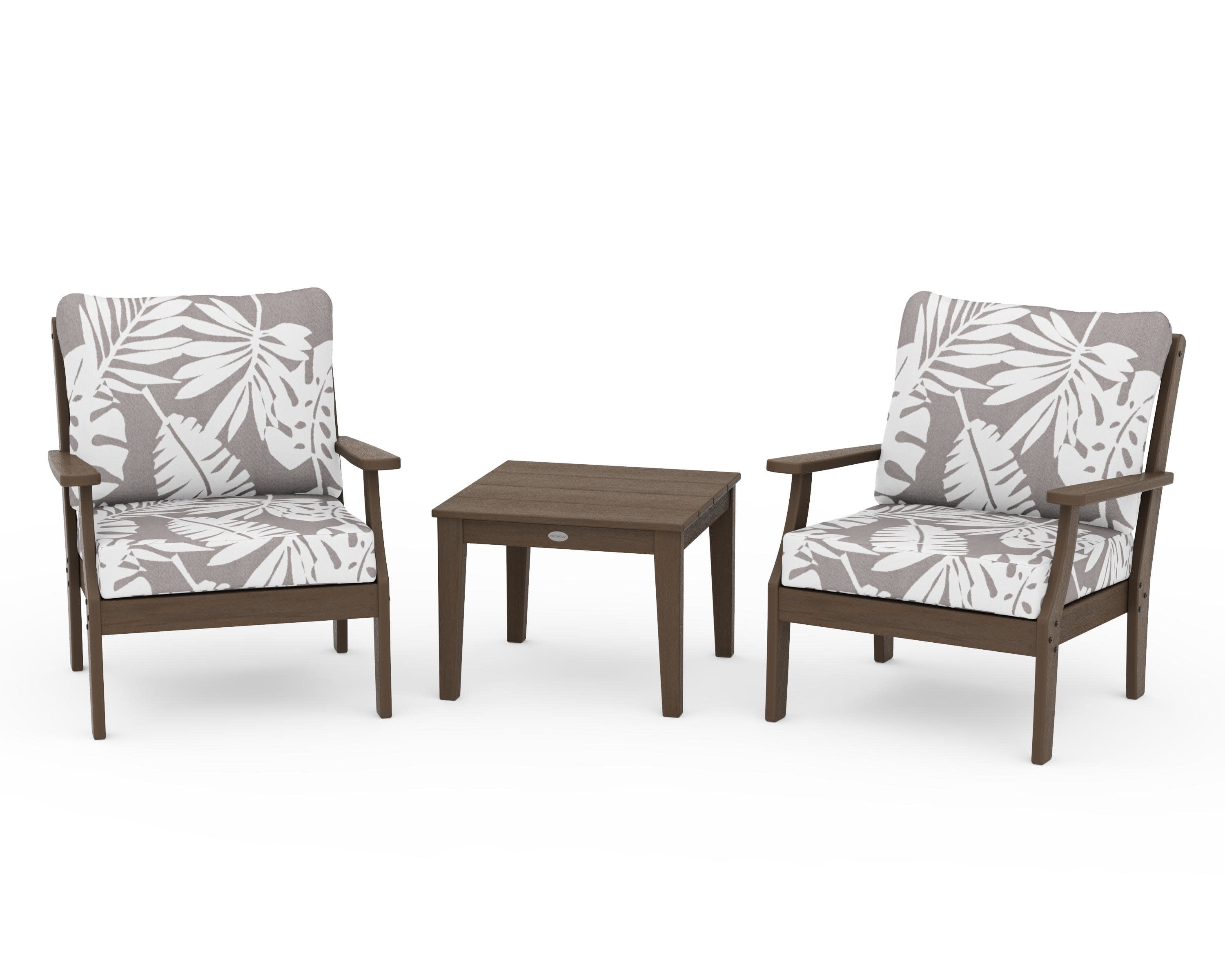 Braxton 3-Piece Deep Seating Set in Kona / Leaf Grey Mist