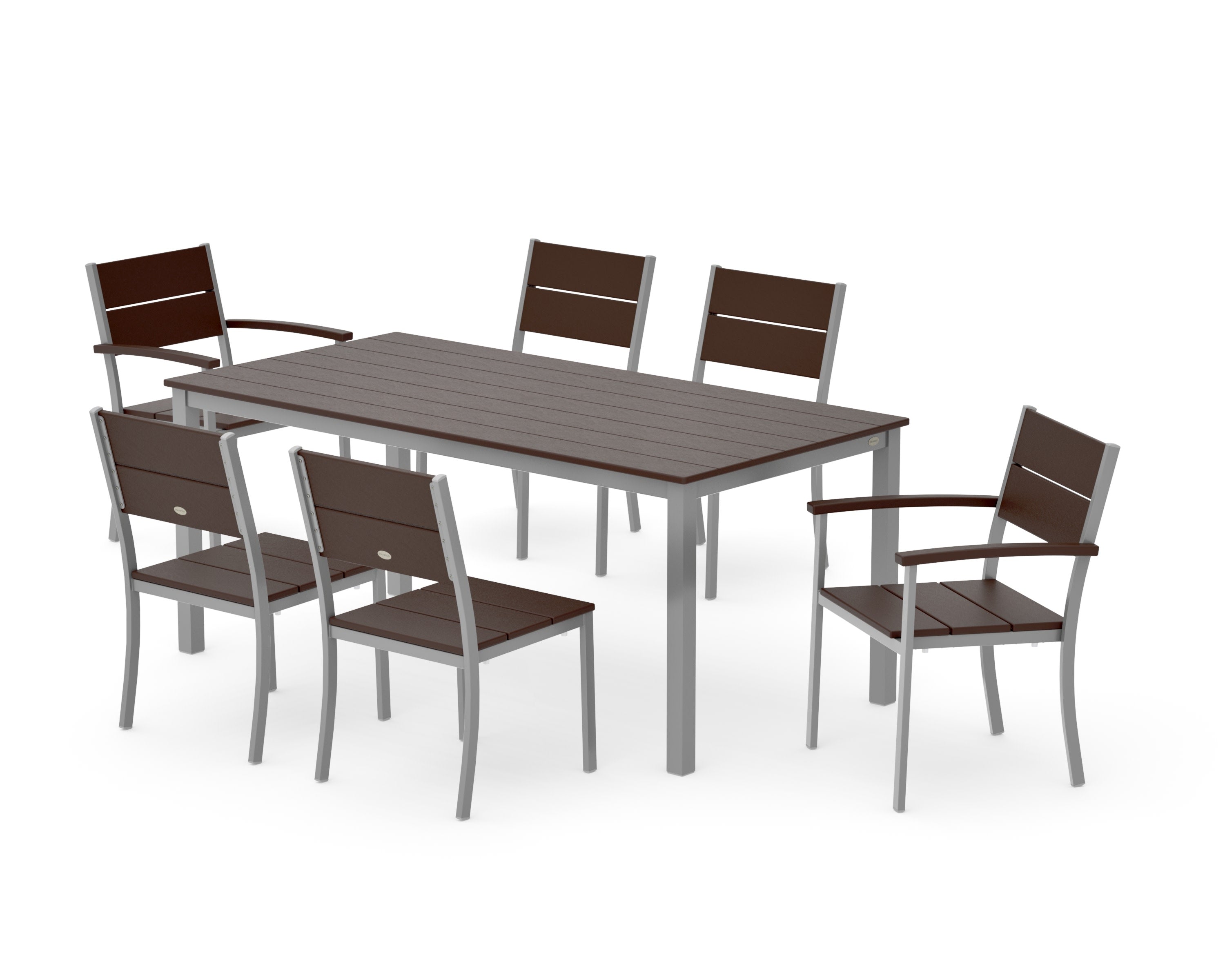 Main Street 7-Piece Dining Set in Silver / Mahogany