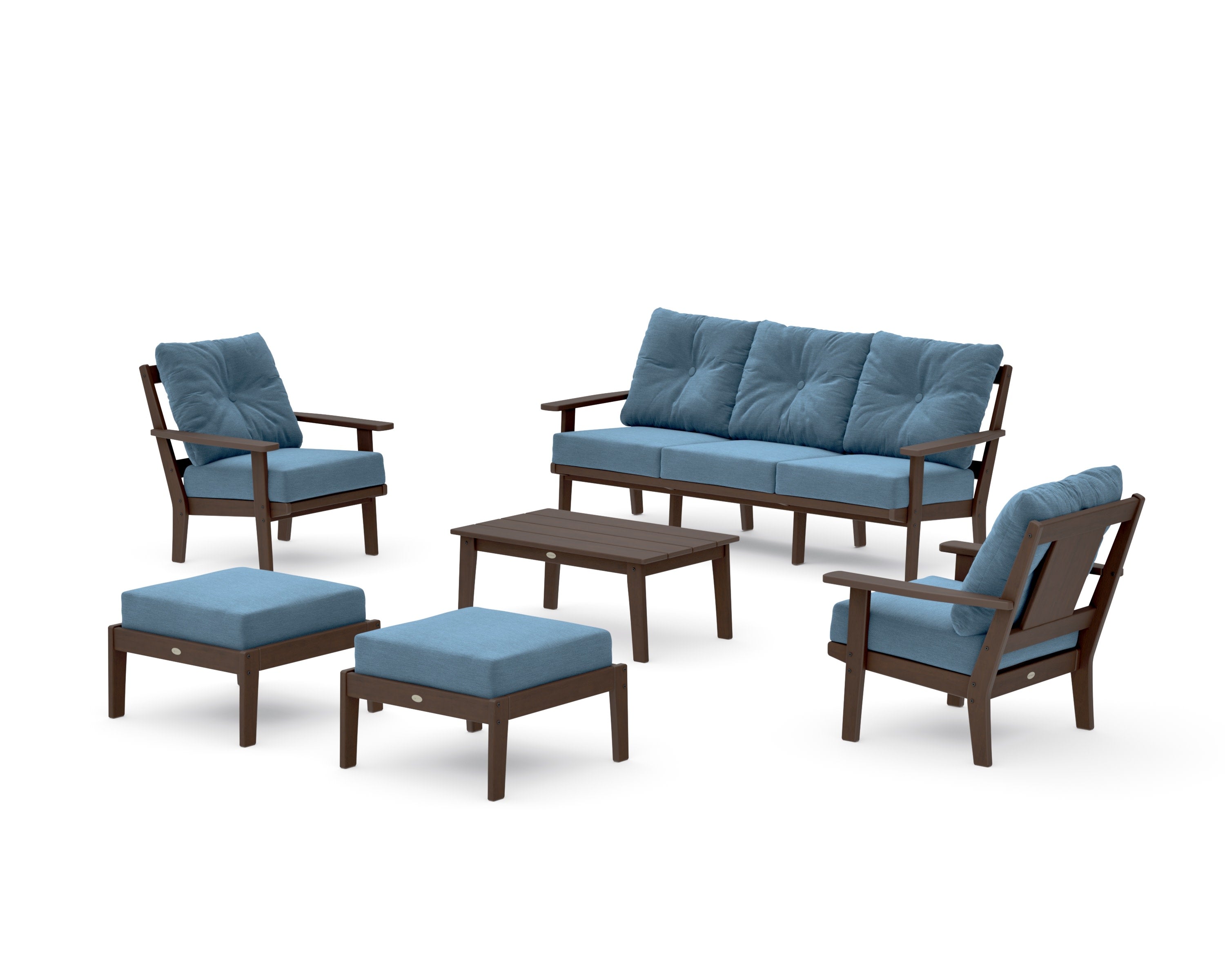 Prairie 6-Piece Lounge Sofa Set in Kona / Sky Blue