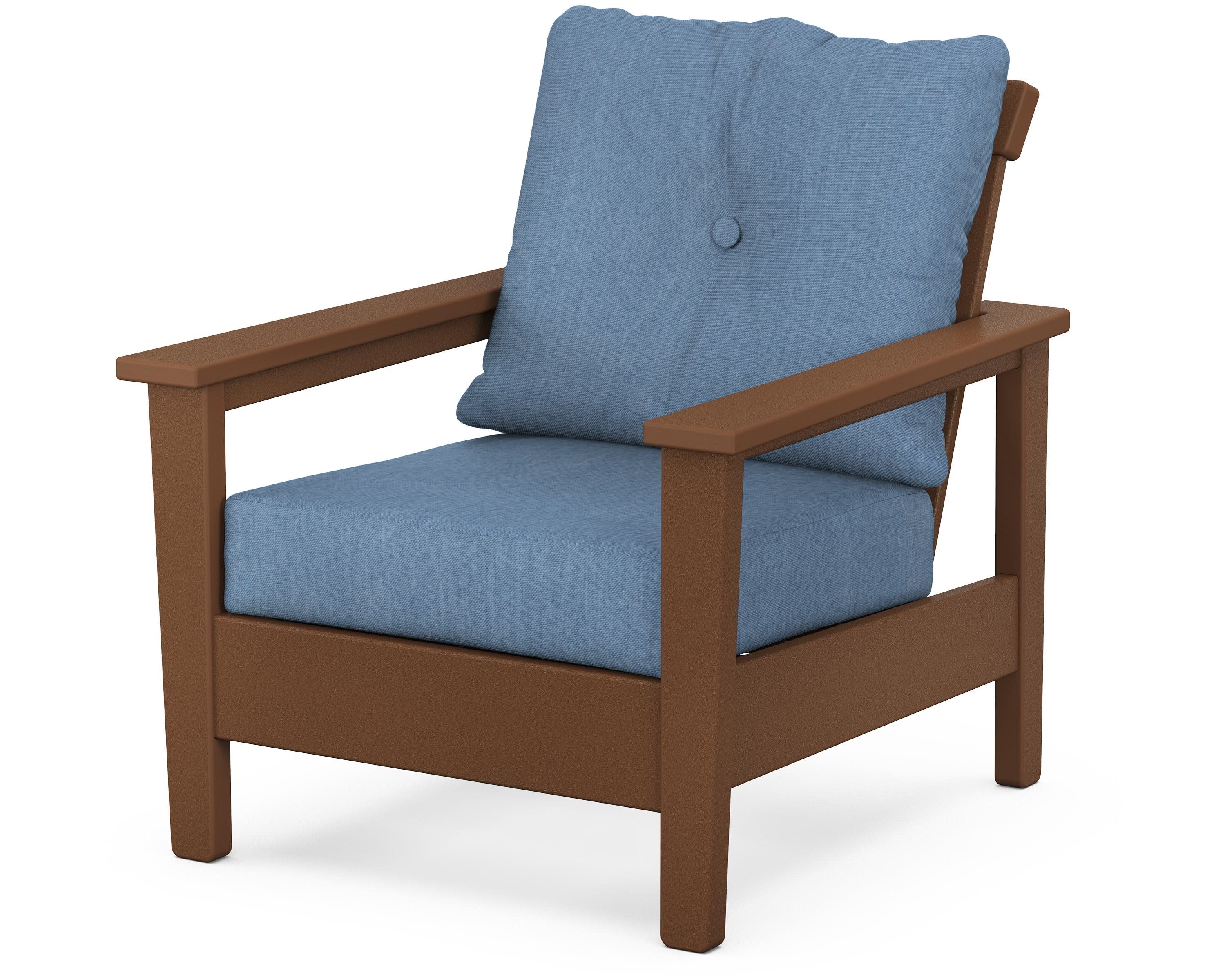 Prescott Deep Seating Chair in Teak / Sky Blue