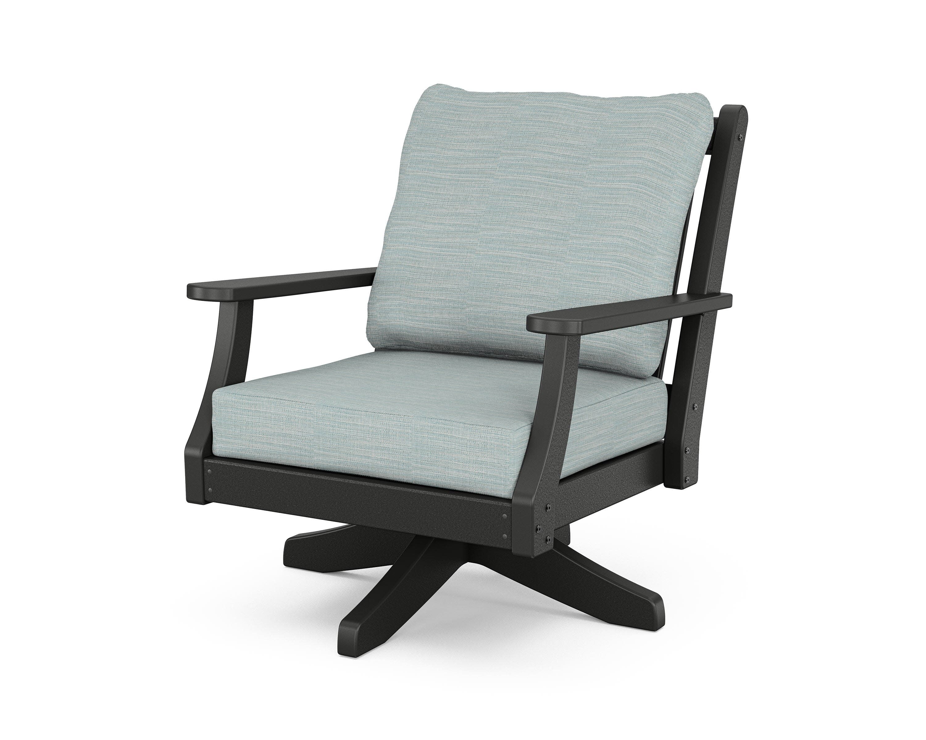 Wovendale Deep Seating Swivel Chair in Black / Soothe Mist
