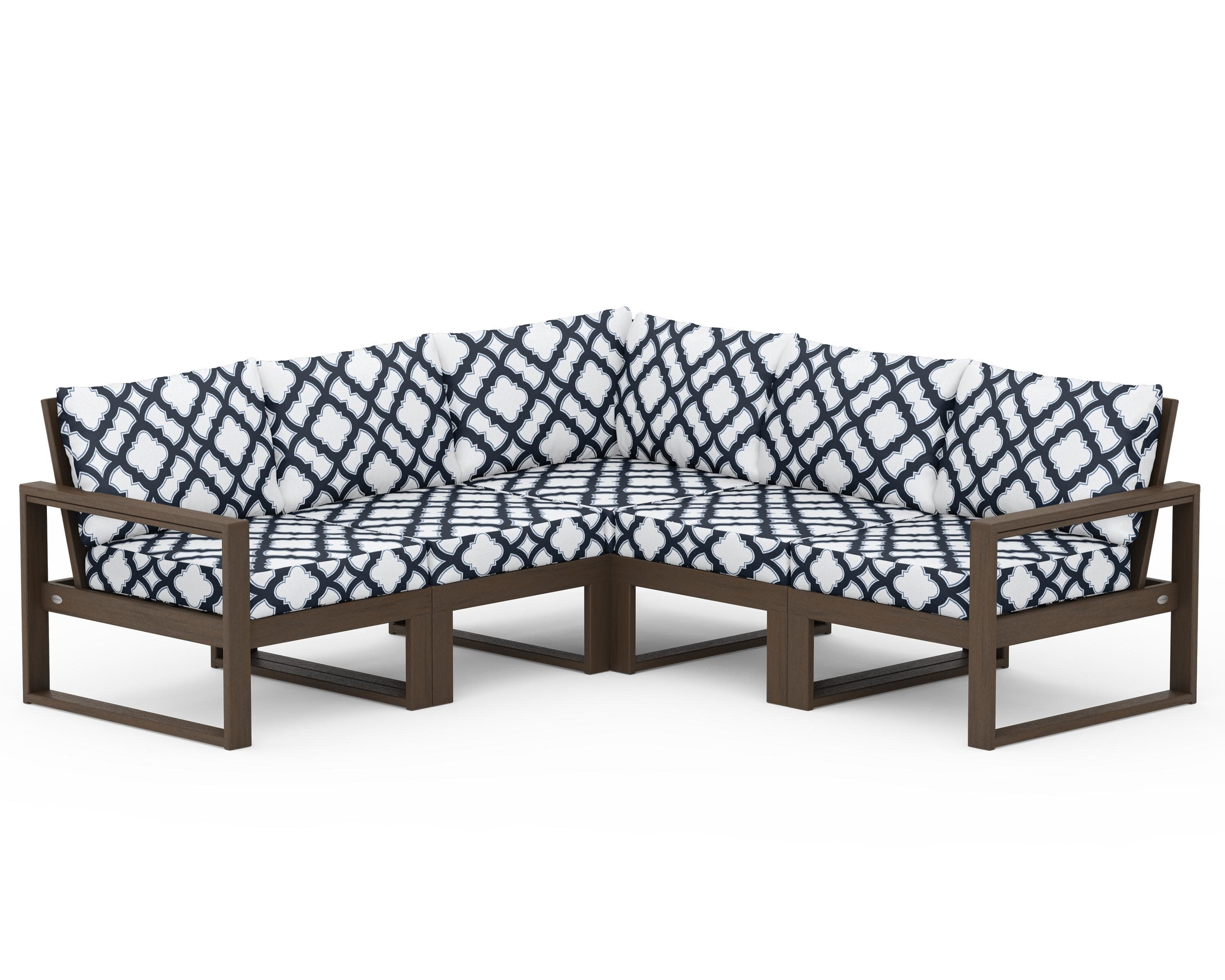 EDGE 5-Piece Modular Deep Seating Set in Kona / Trellis Marine Indigo