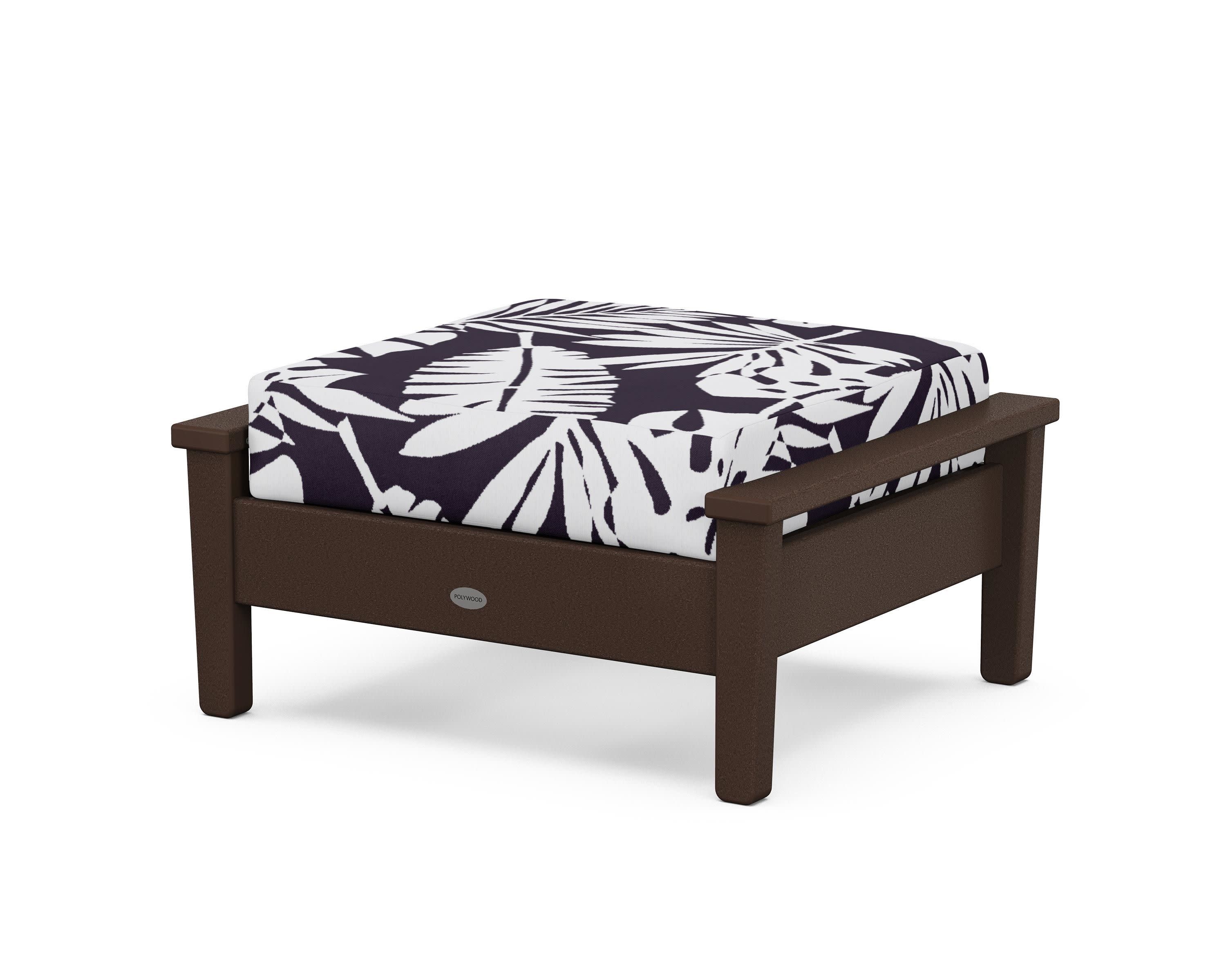 Prescott Deep Seating Ottoman in Mahogany / Leaf Navy