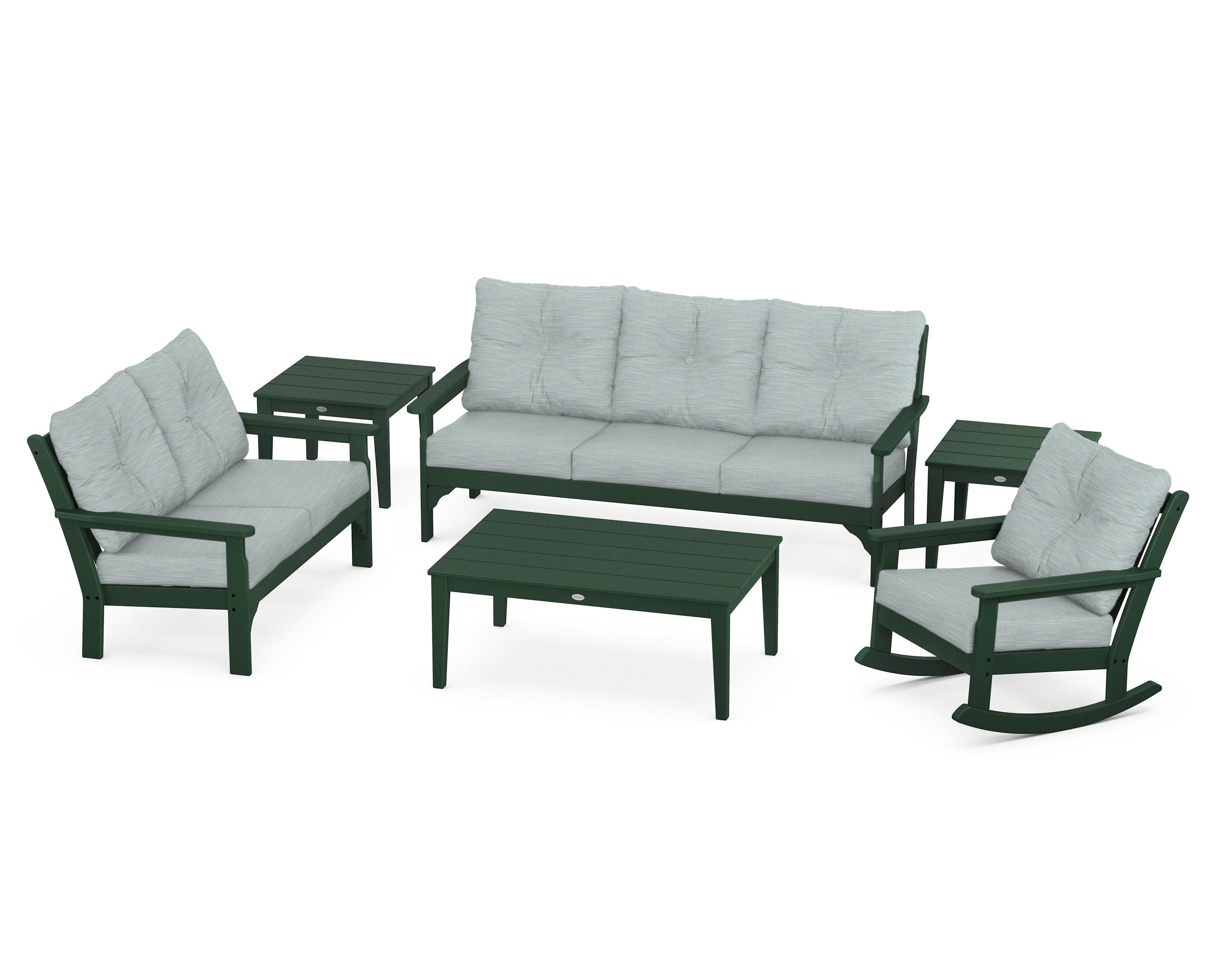 Vineyard 6-Piece Deep Seating Set in Green / Soothe Mist