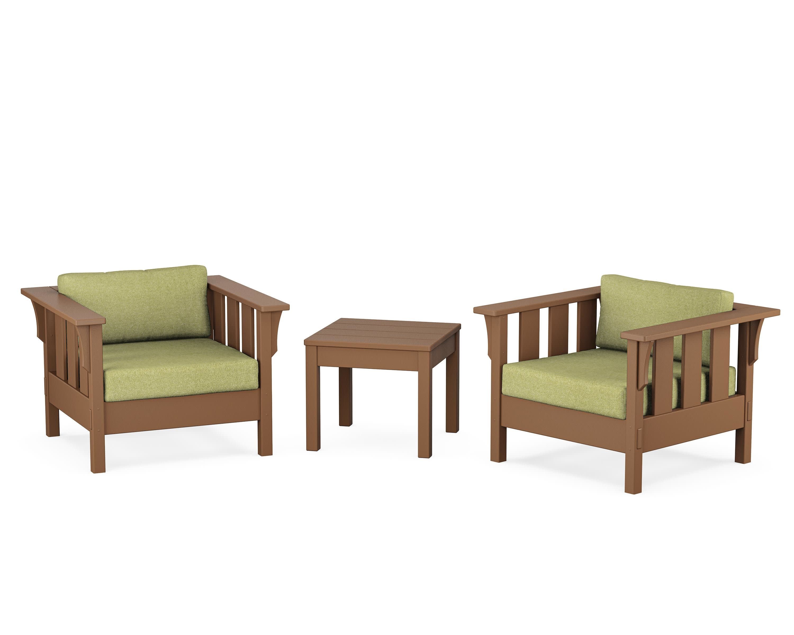 Acadia 3-Piece Deep Seating Set in Teak / Chartreuse Boucle