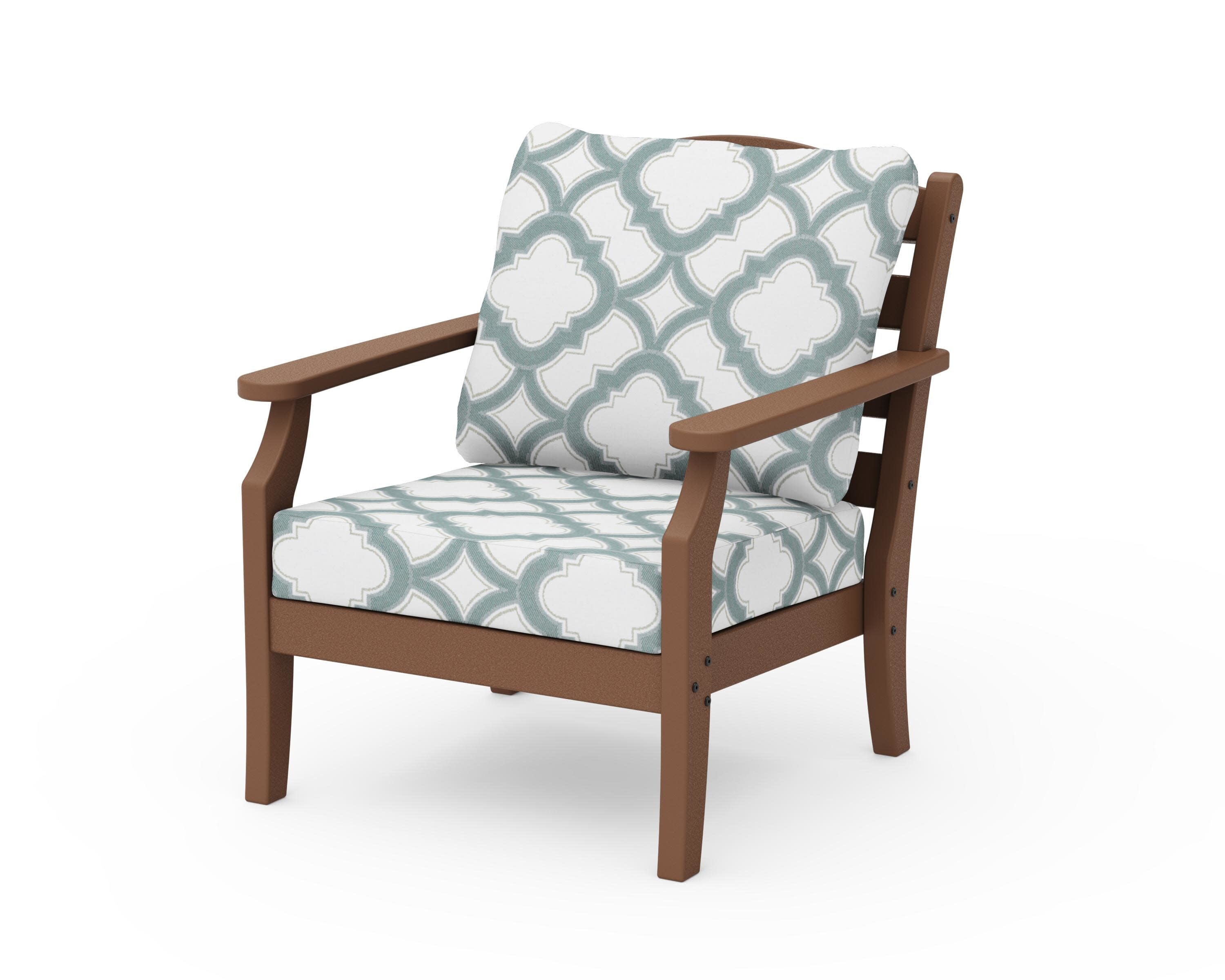Savannah Deep Seating Chair in Teak / Trellis Glacier Spa