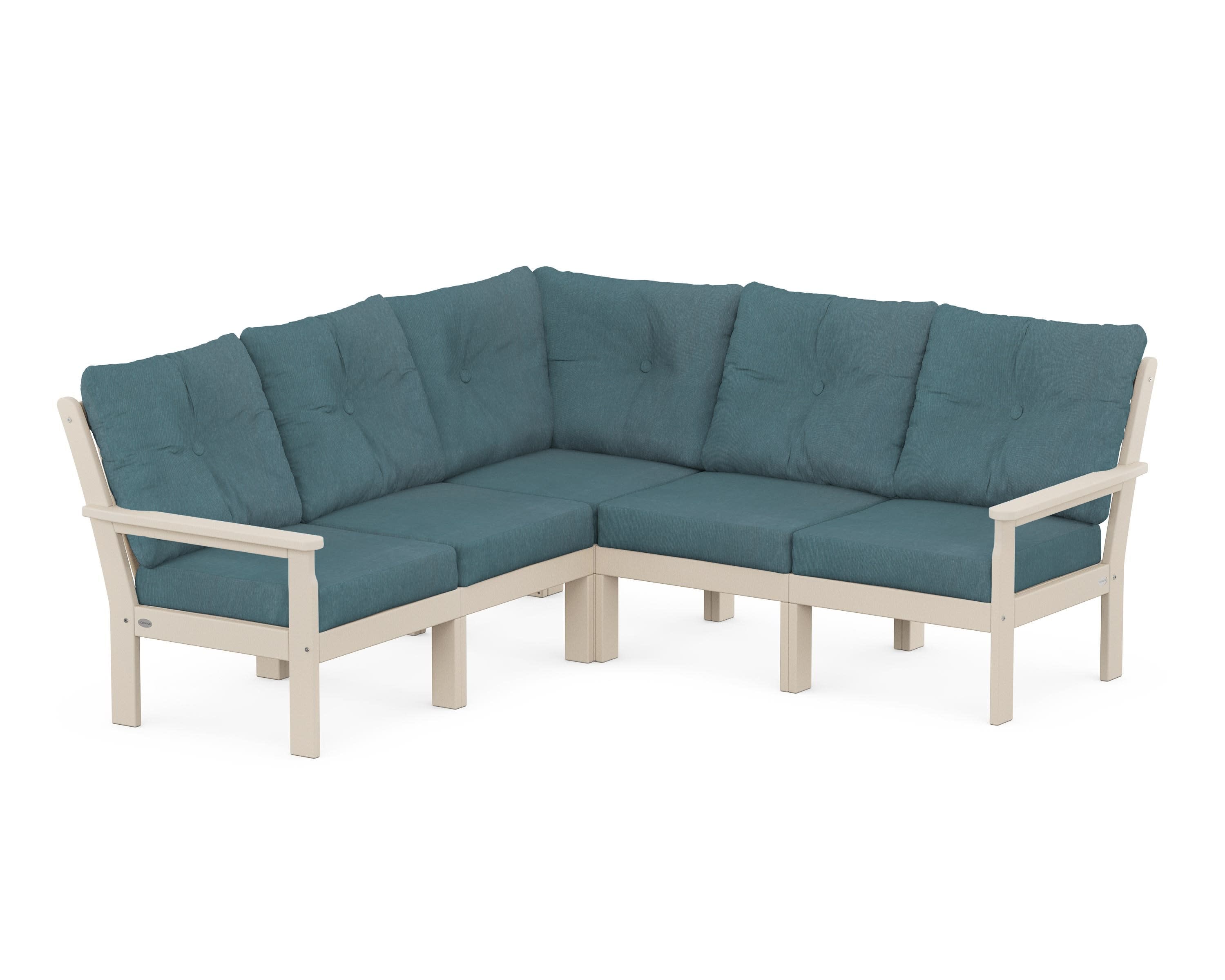 Vineyard 5-Piece Sectional in Sand / Ocean Teal