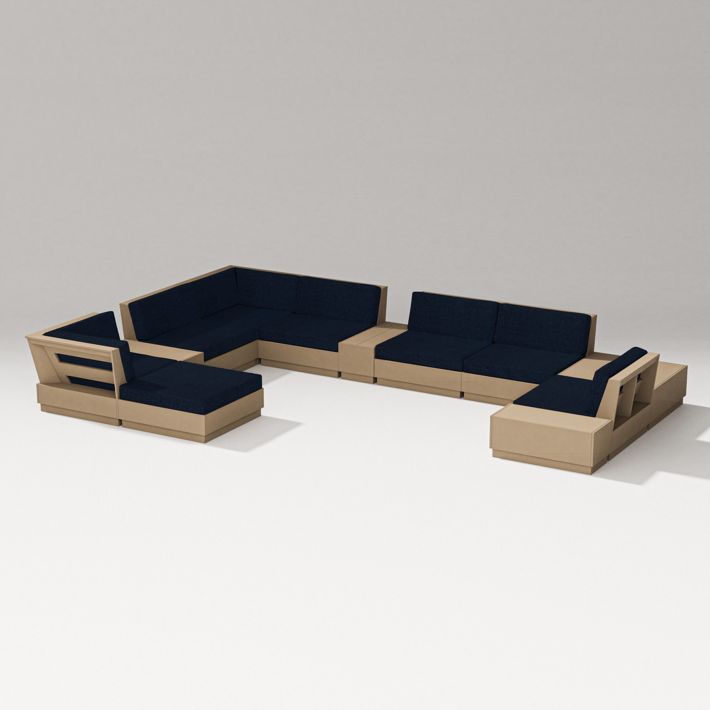 Elevate 12-Piece Conversation Sectional Set in Vintage Sahara / Marine Indigo