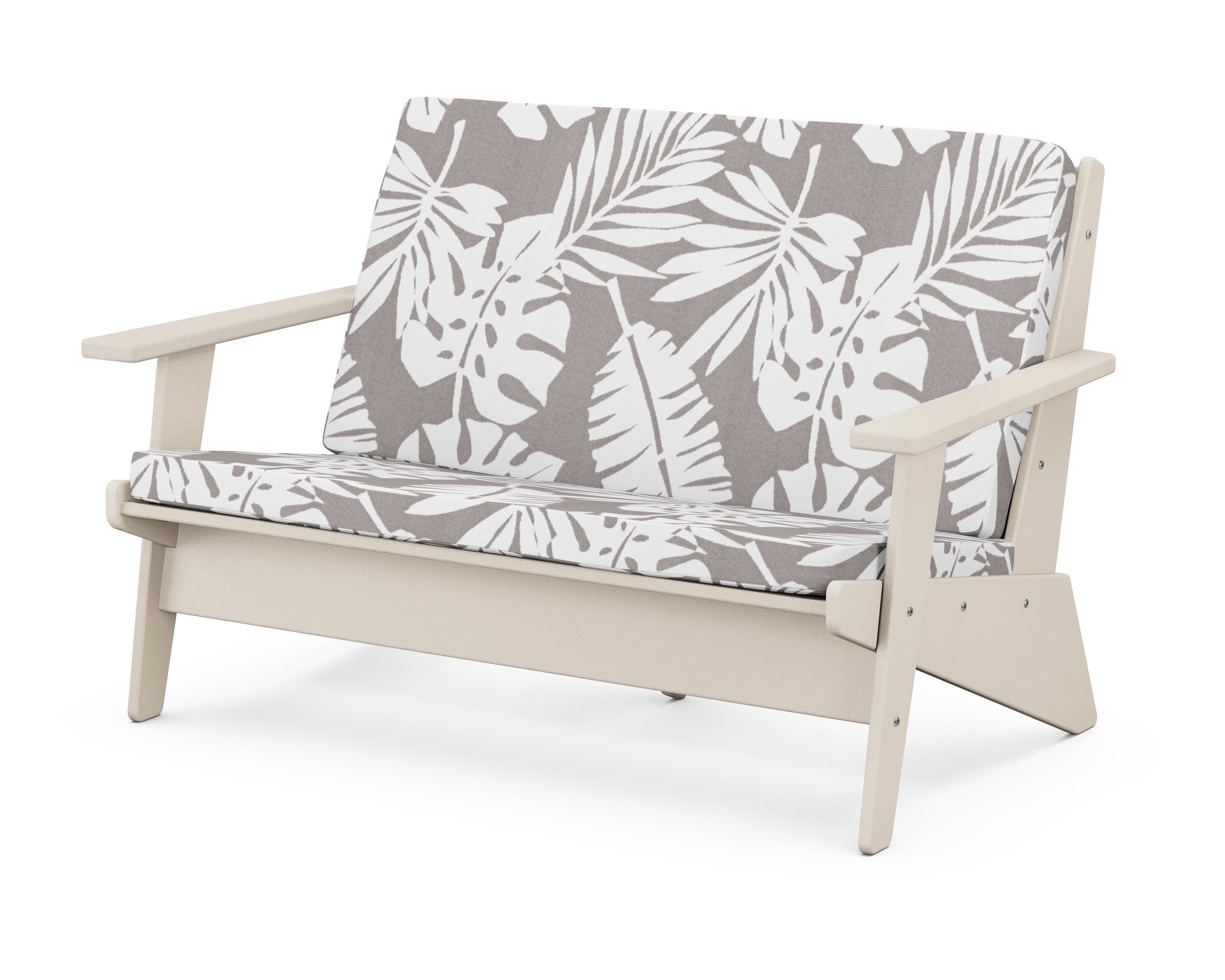 Riviera Modern Lounge Loveseat in Sand / Leaf Grey Mist
