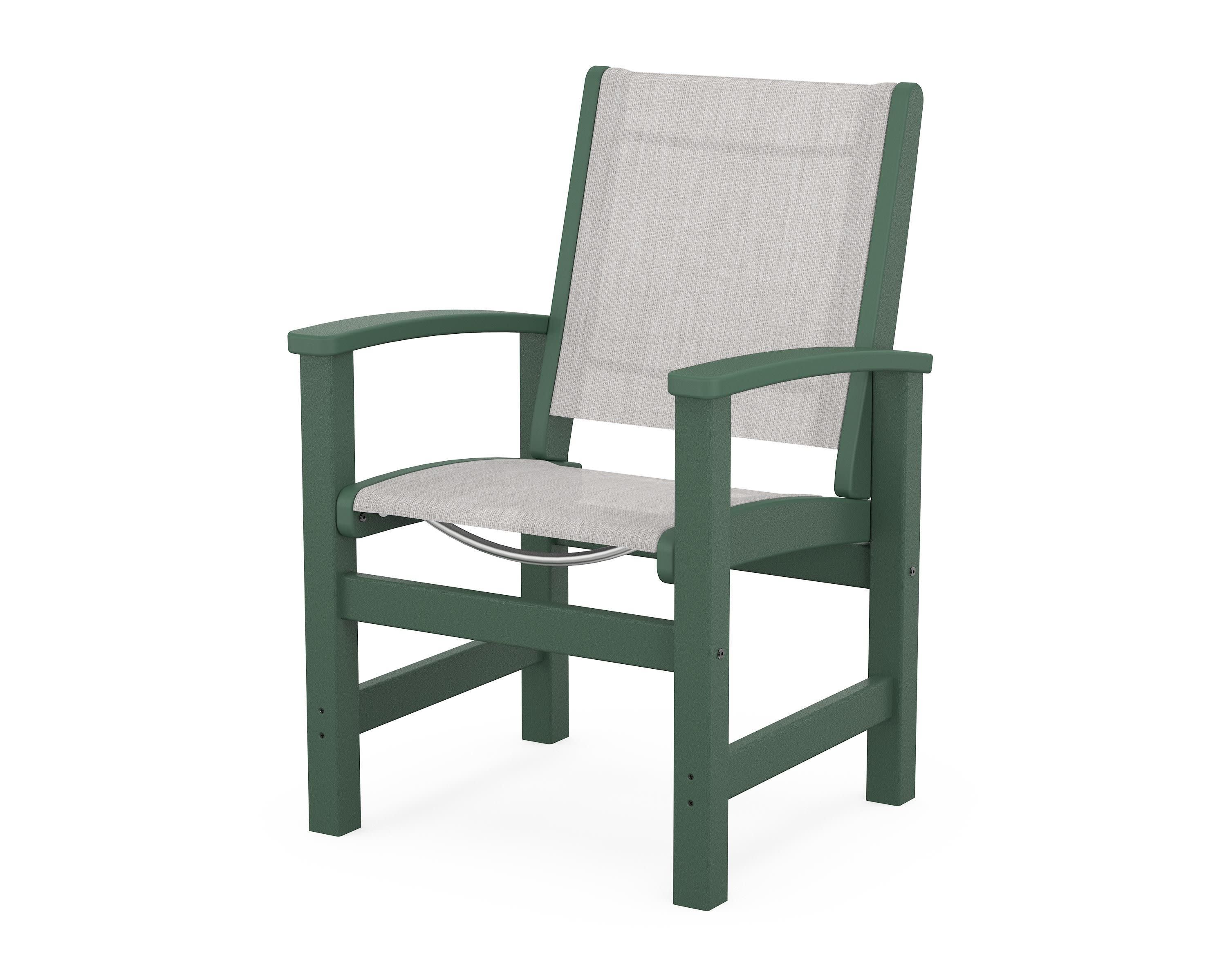 Coastal Dining Chair in Green / Parchment Sling