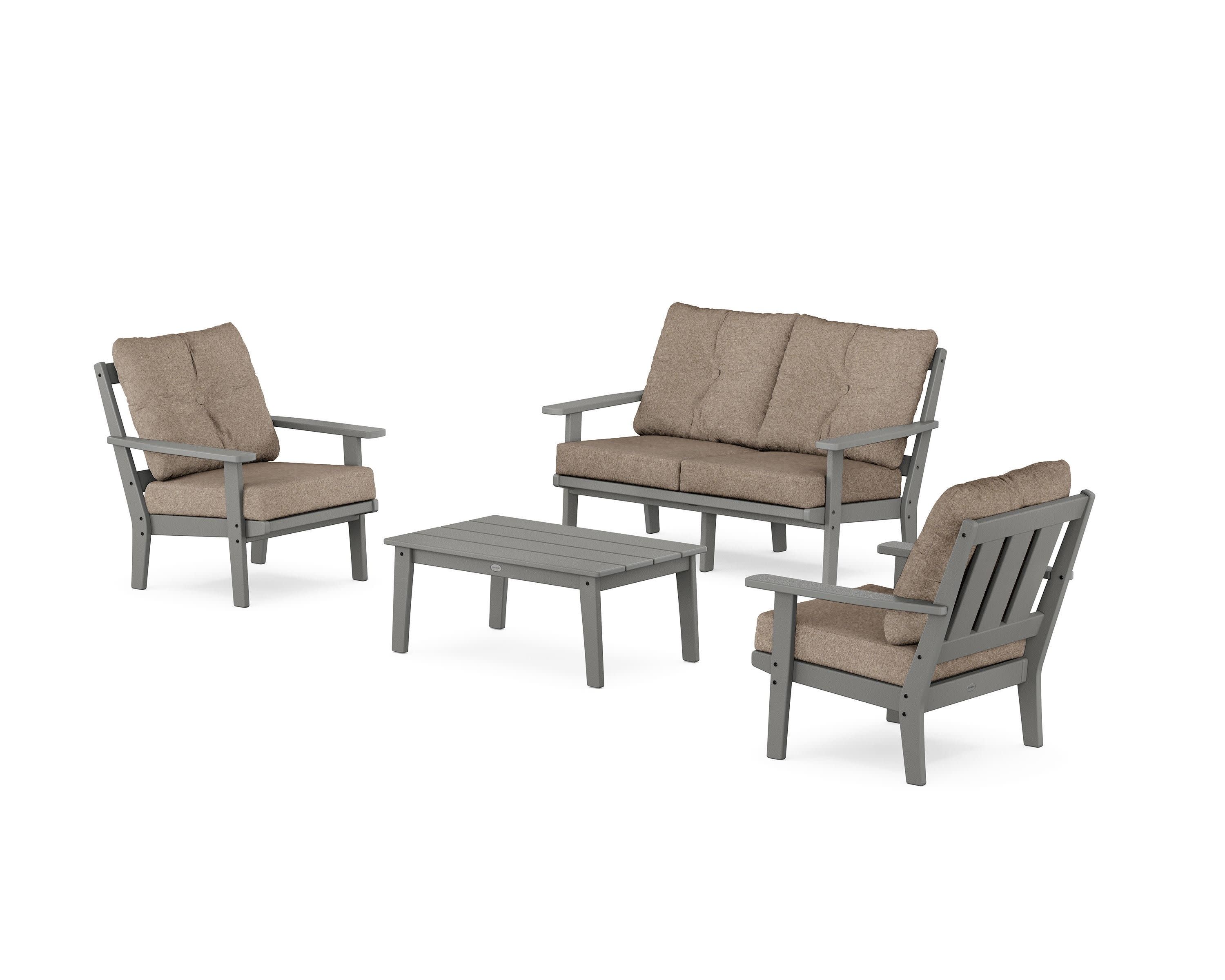 Oxford 4-Piece Deep Seating Set with Loveseat in Slate Grey / Spiced Burlap