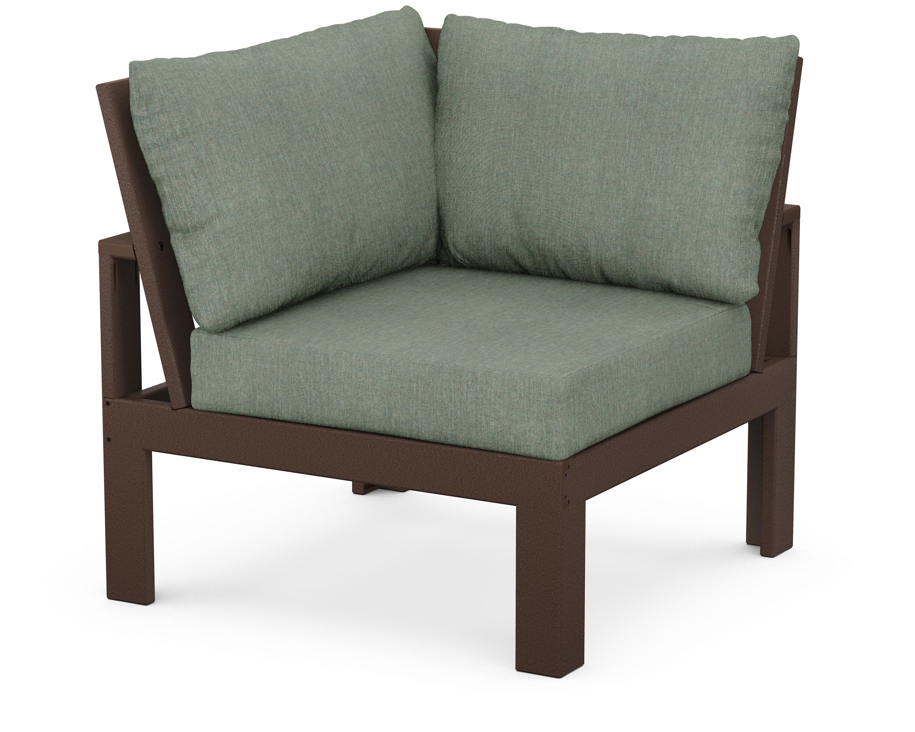 Modular Corner Chair in Mahogany / Cast Sage
