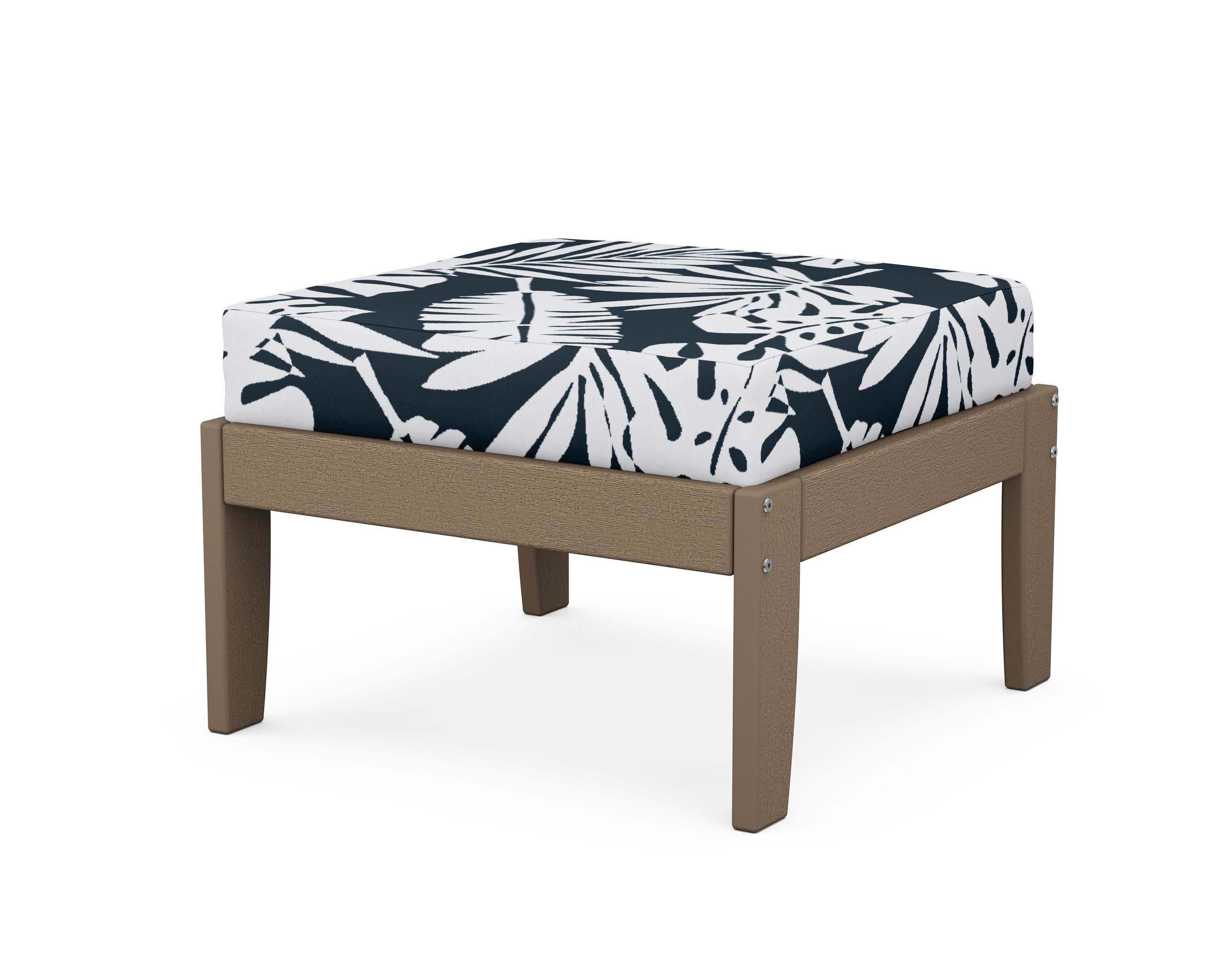 Modular Ottoman - Classic in Vintage Sahara / Leaf Marine Indigo