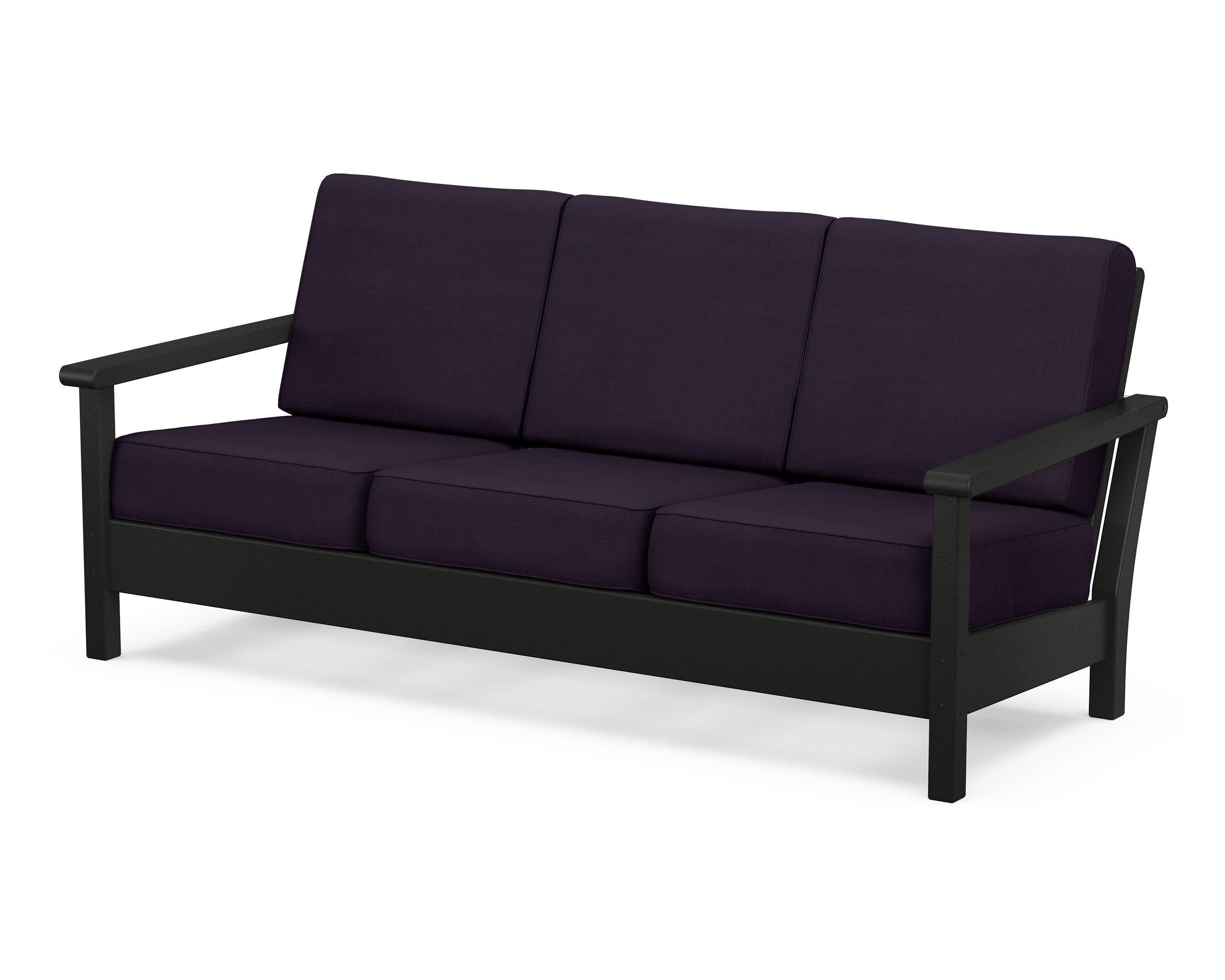 Harbour Deep Seating Sofa in Black / Navy Linen