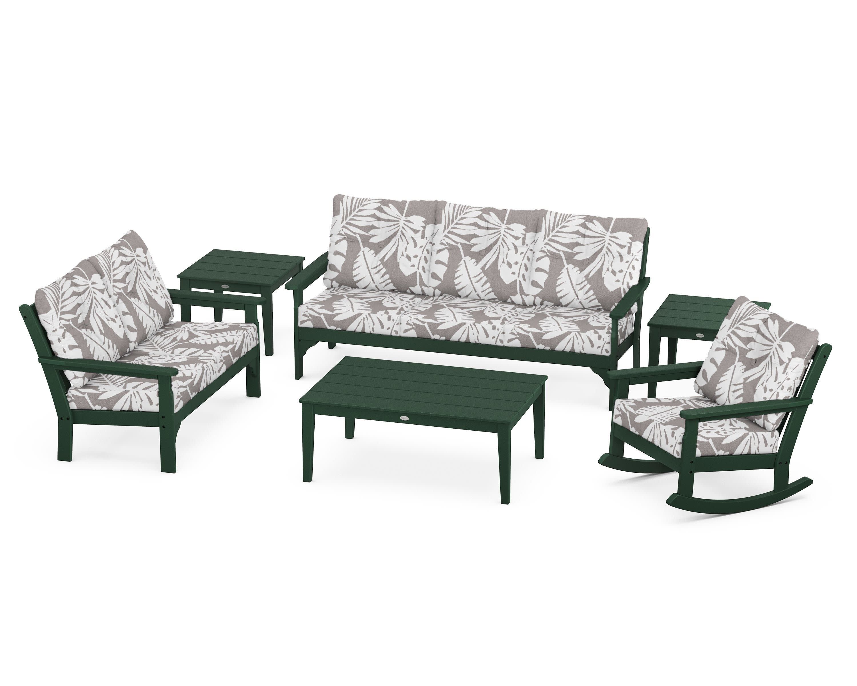 Vineyard 6-Piece Deep Seating Set in Green / Leaf Grey Mist