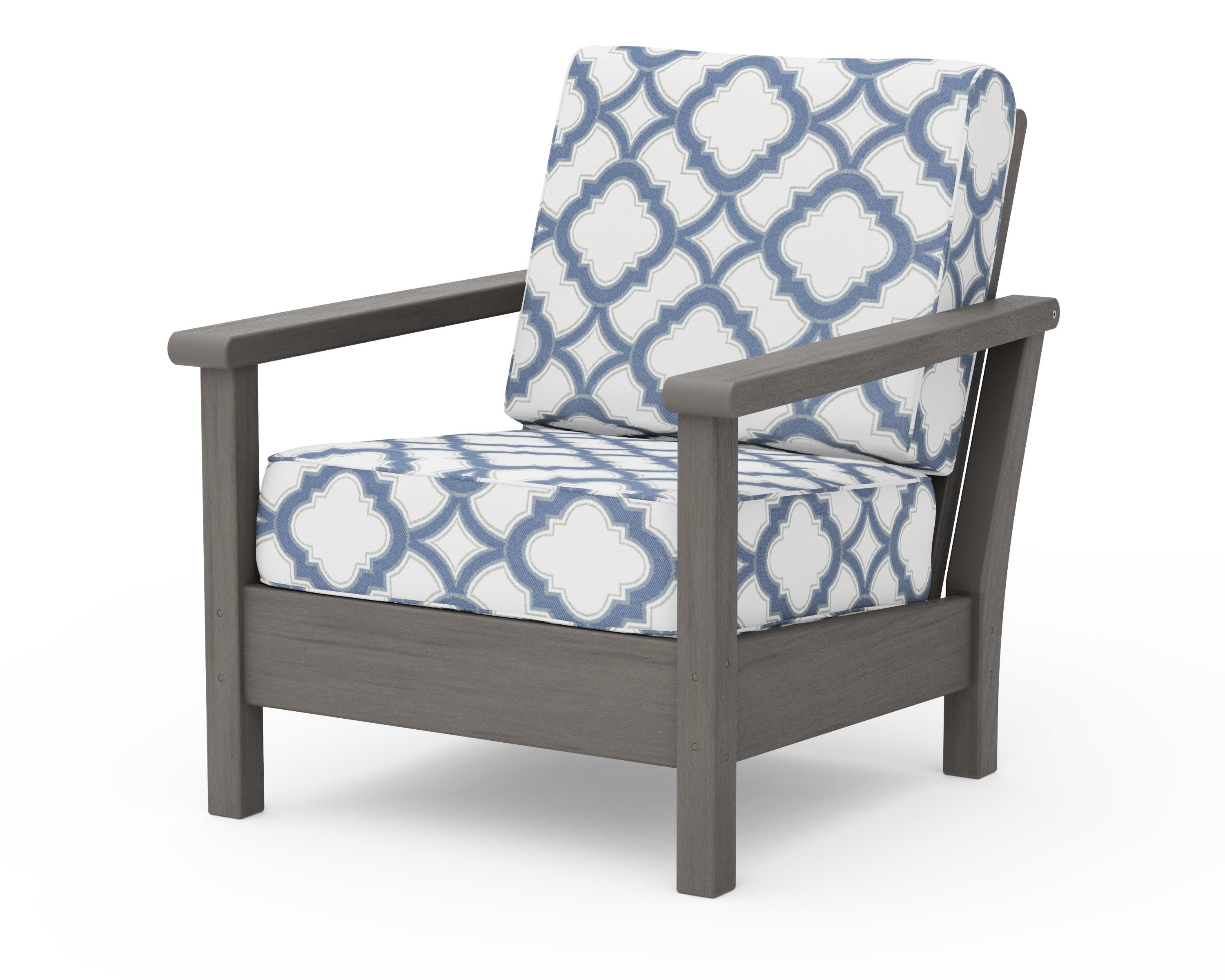 Harbour Deep Seating Chair in Driftwood / Trellis Sky Blue