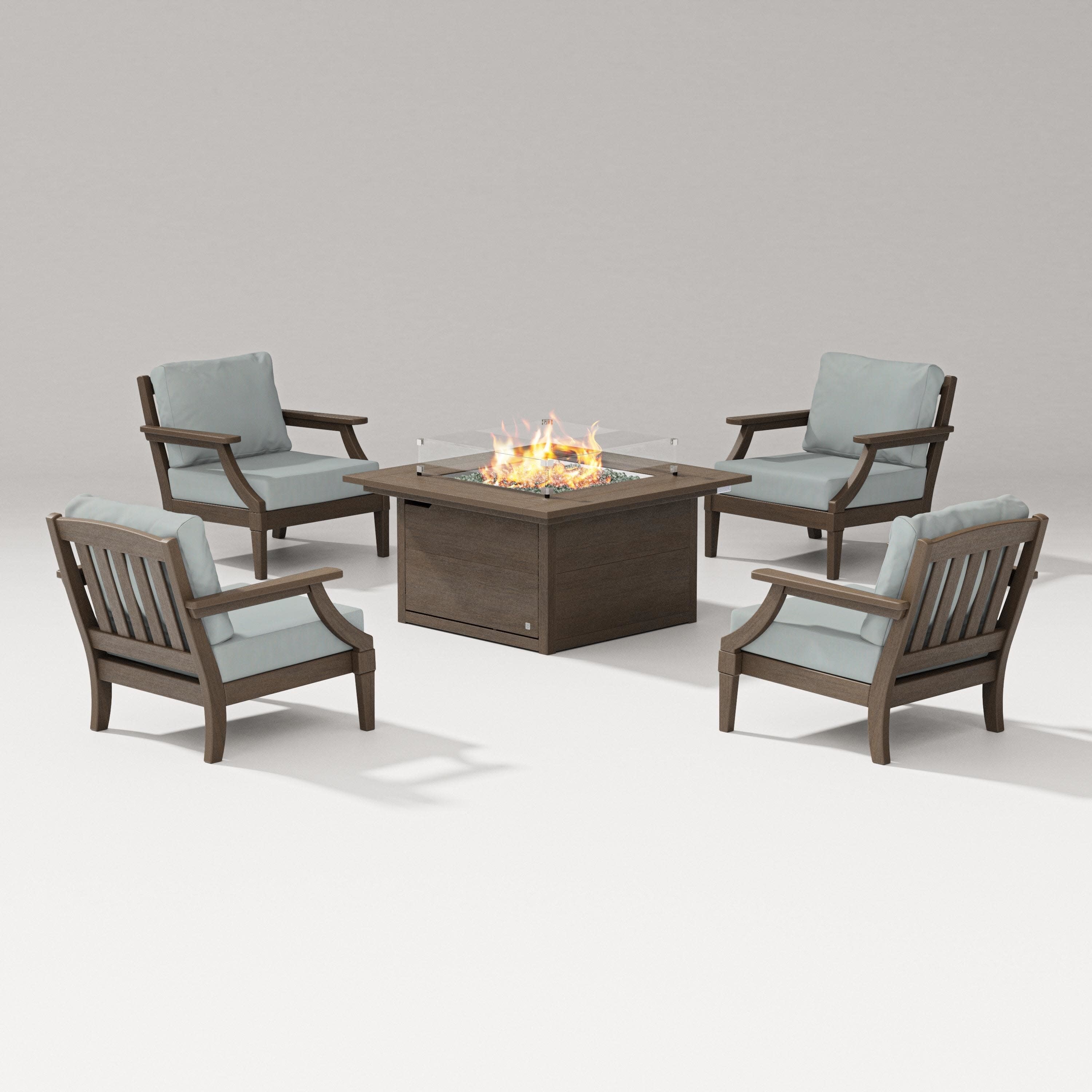 Estate 5-Piece Lounge Fire Table Set in Kona / Spa