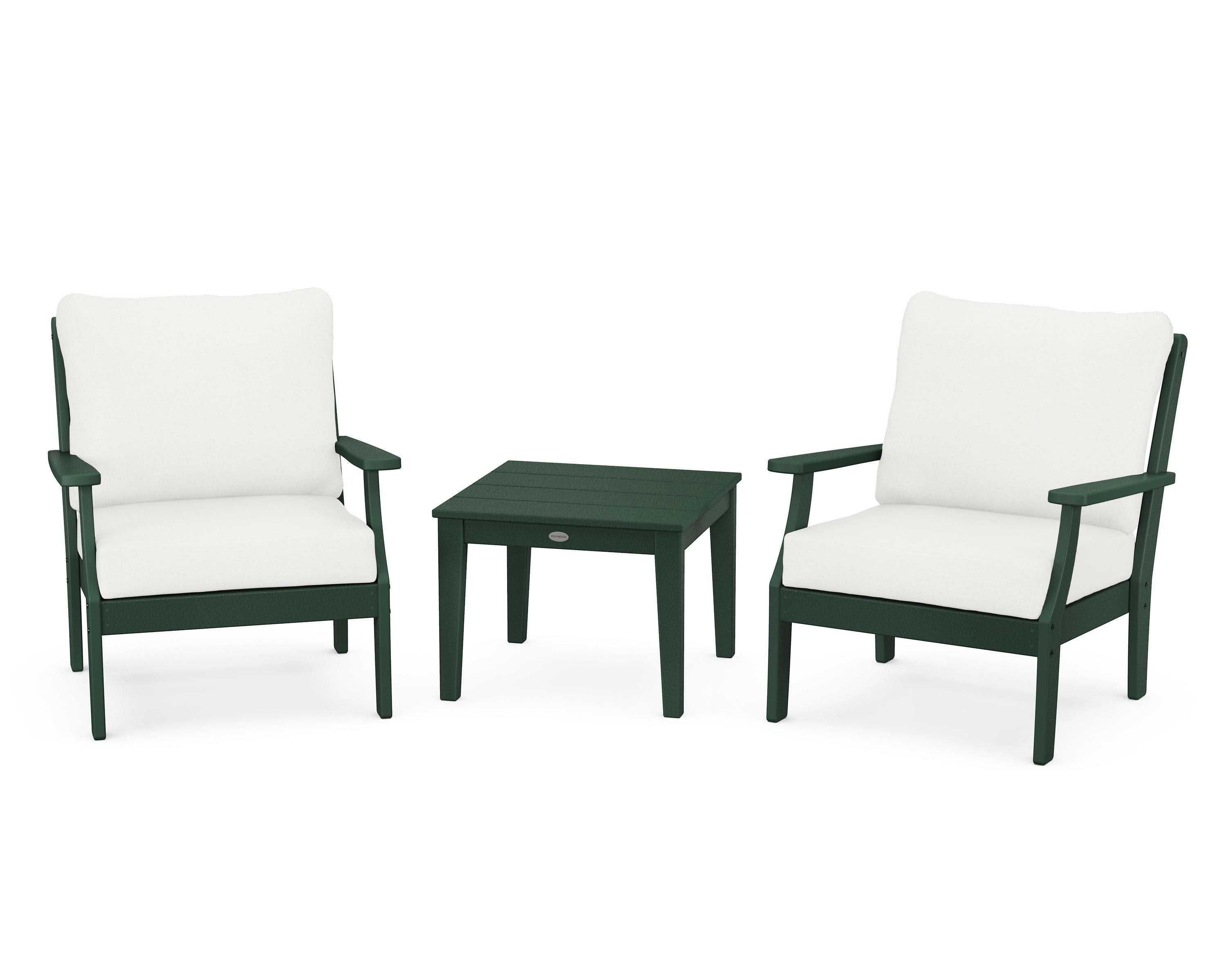 Braxton 3-Piece Deep Seating Set in Green / Natural Linen