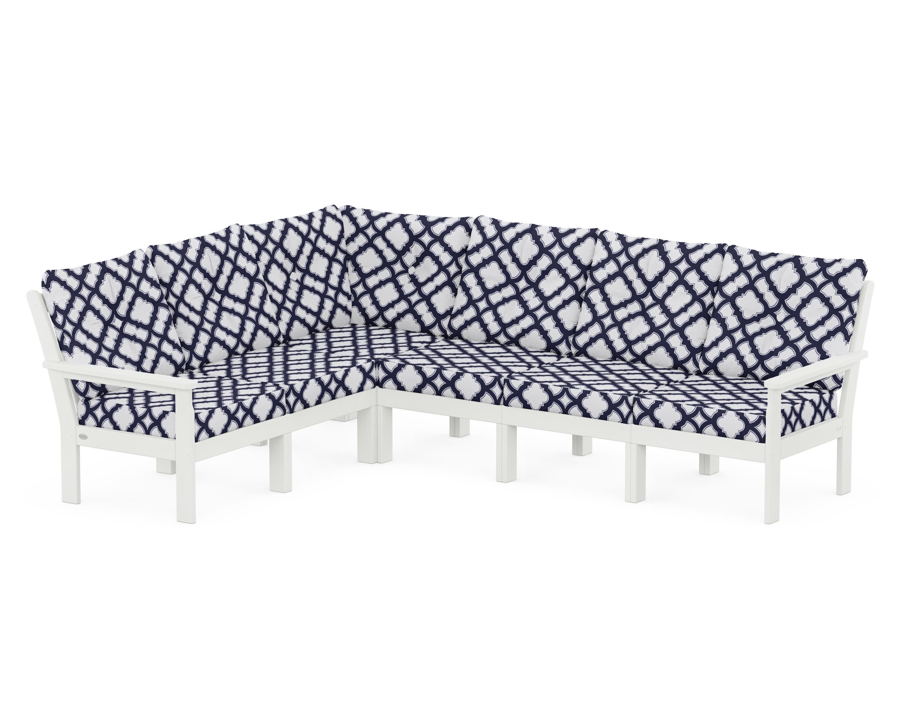 Vineyard 6-Piece Sectional in Vintage White / Trellis Navy
