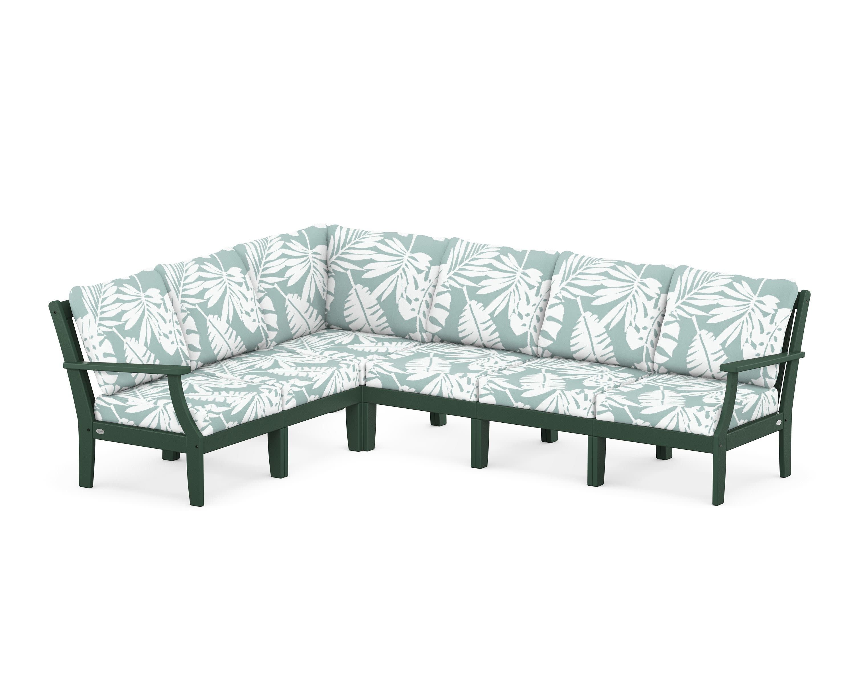 Braxton Modular 6-Piece Deep Seating Set in Green / Leaf Glacier Spa