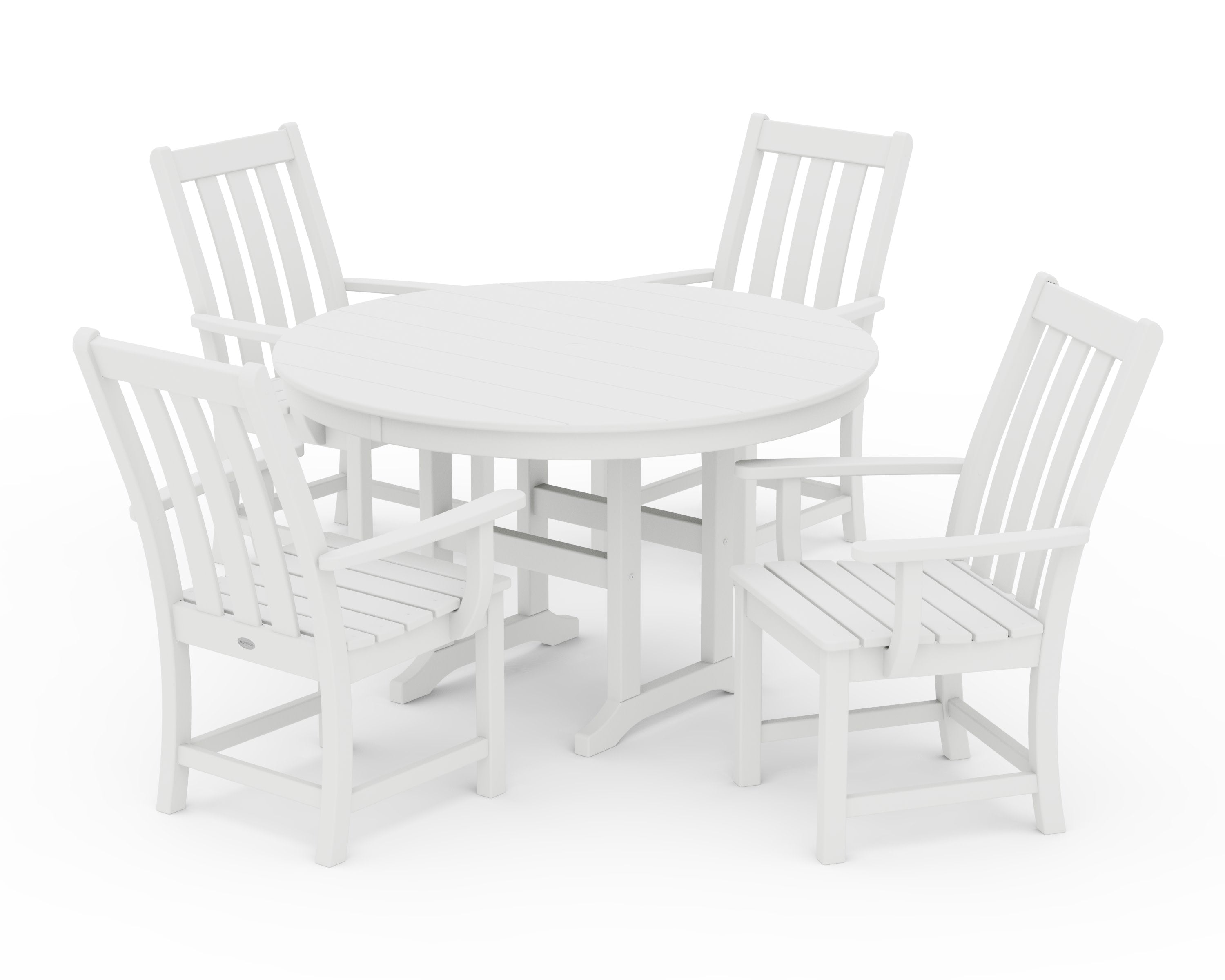 Vineyard 5-Piece Round Farmhouse Dining Set in White